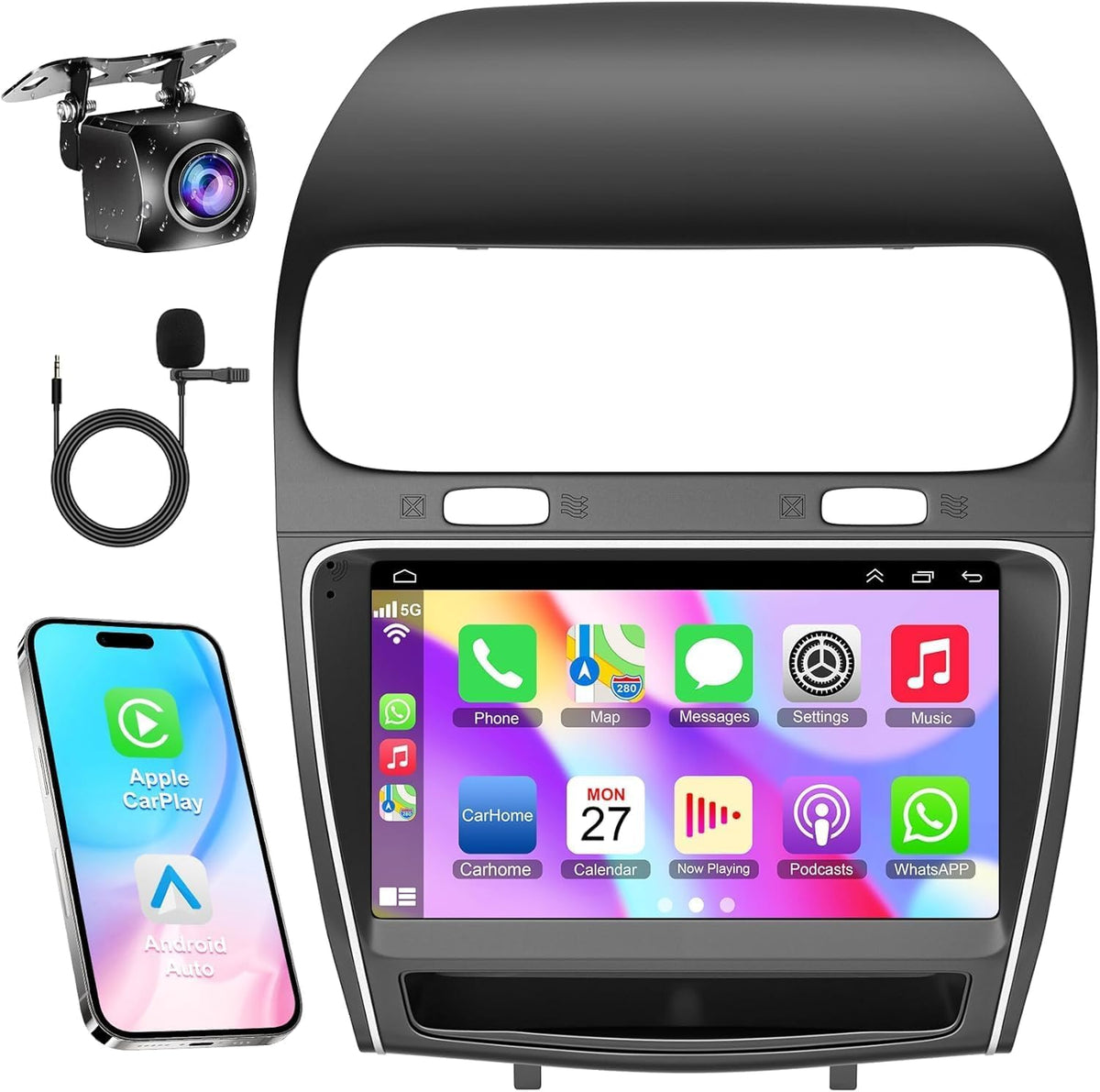 4+64 Android 13 Car Stereo For Dodge Journey 2011 2019, 9 Inch Ips Touch Screen Car Radio With Wireless Carplay/Android Auto,Gps