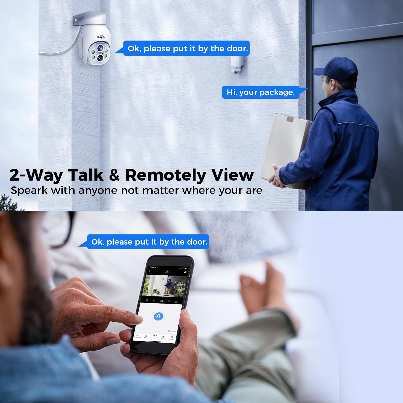 Hiseeu Wireless Security Camera System 2K Dual Lens [Wifi Pro& Plug In Power] No Subscription,10X Zoom Security System Outdoor Camera With 12'' Monitor Dvr,3Tb,4 Cam Kit With 350� Pan & Tilt,16Ch