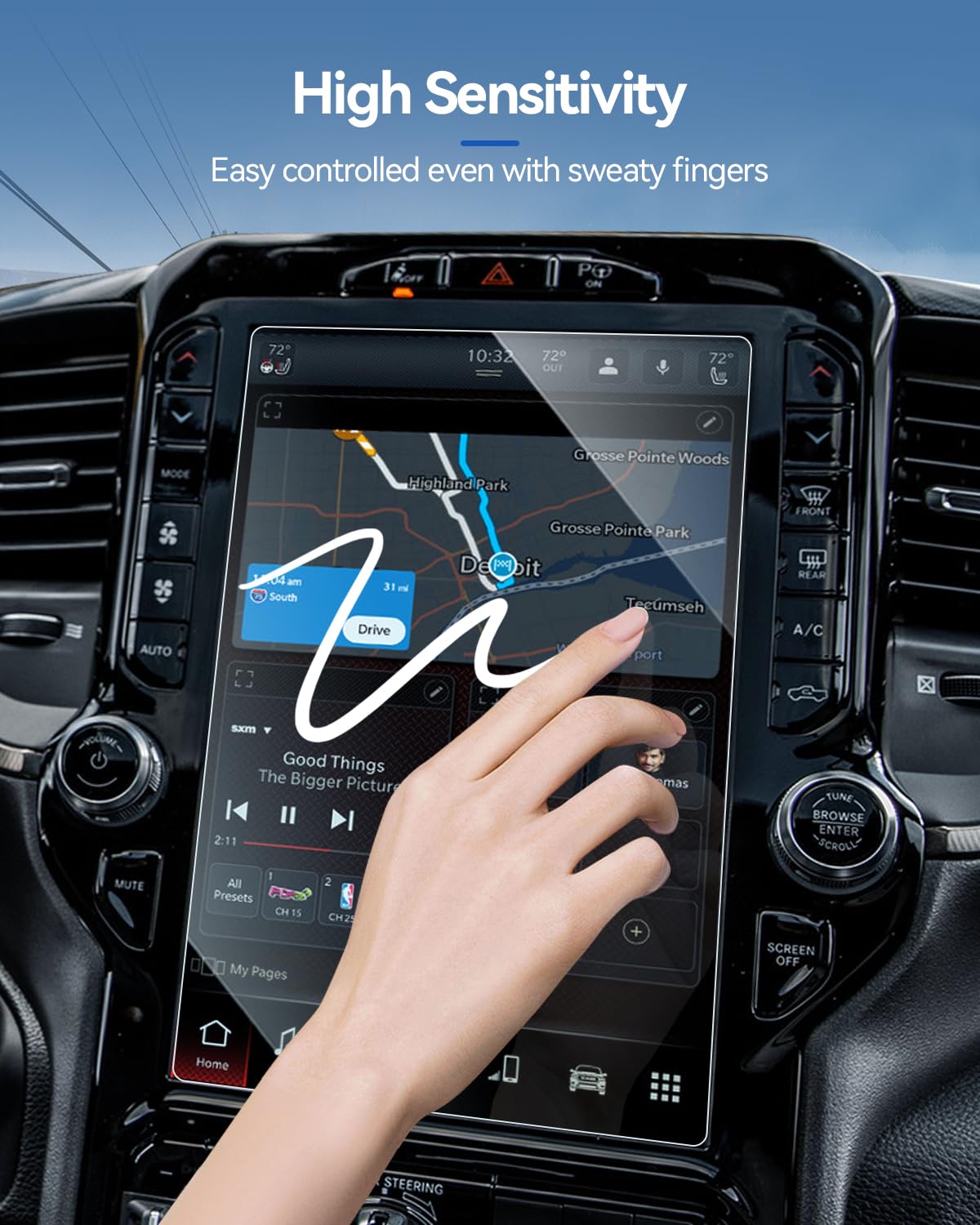 Lantu Car Screen Protector For 2019 2024 Dodge Ram 1500 2500 3500 Accessories Trx Rebel Laramie Limited Uconnect Trucks Pickup 1