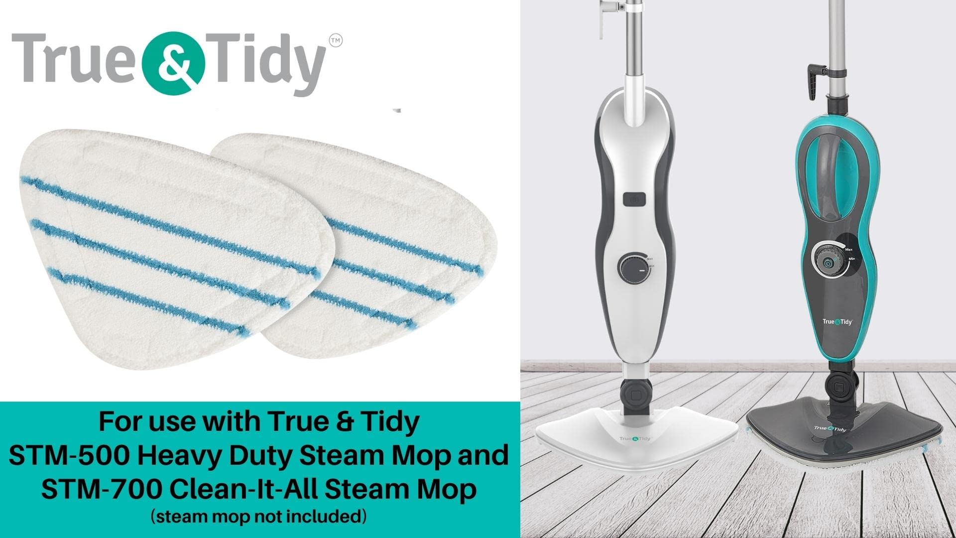 True & Tidy, Extra Thick Mop Pad Pack Refill For Stm 500, Stm 700, And Stm 700A Steam Mops, Fits Other Steam Mops, Machine Washa