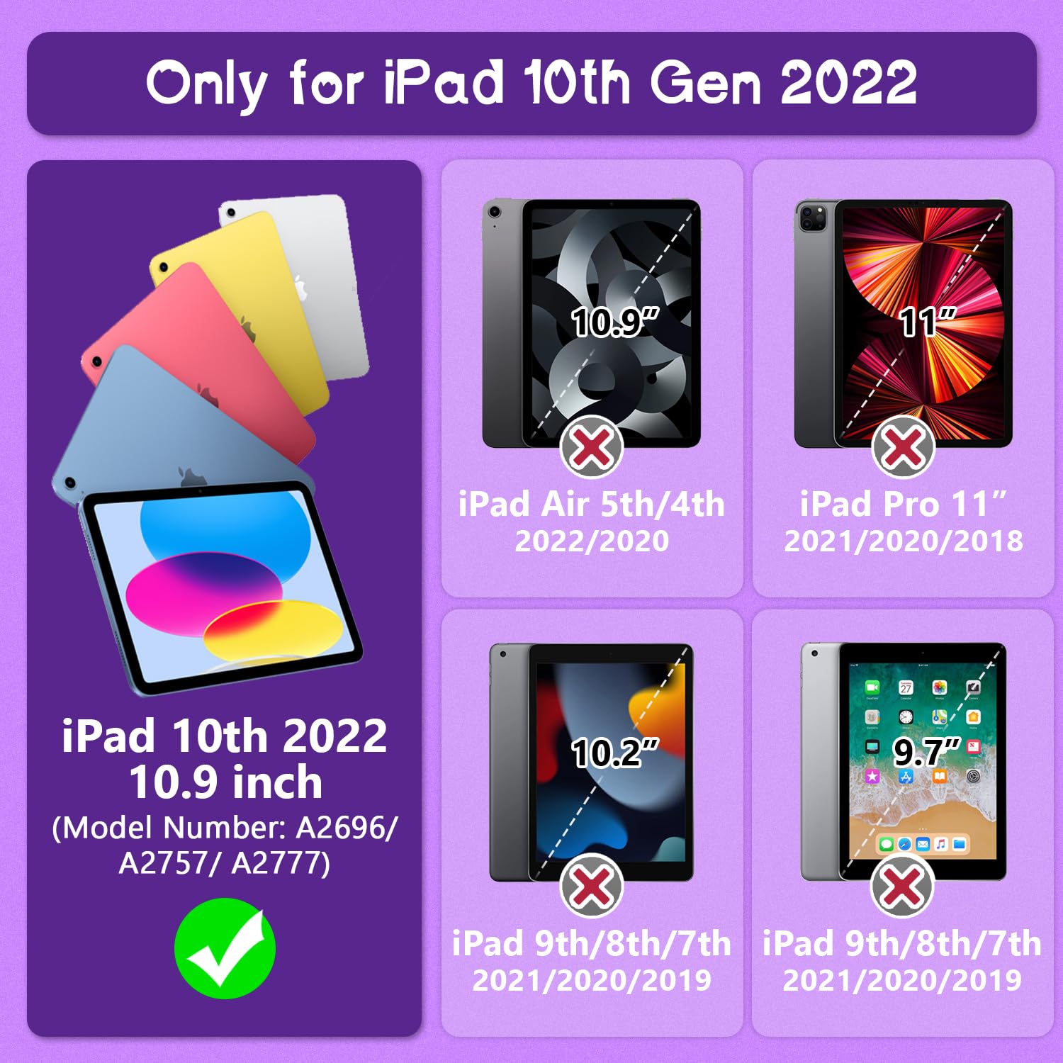 Grifobes For Ipad 10Th Generation Case 10.9 Inch 2022, Ipad 10Th Case With Pencil Holder Heavy Duty Shockproof Rugged Protective