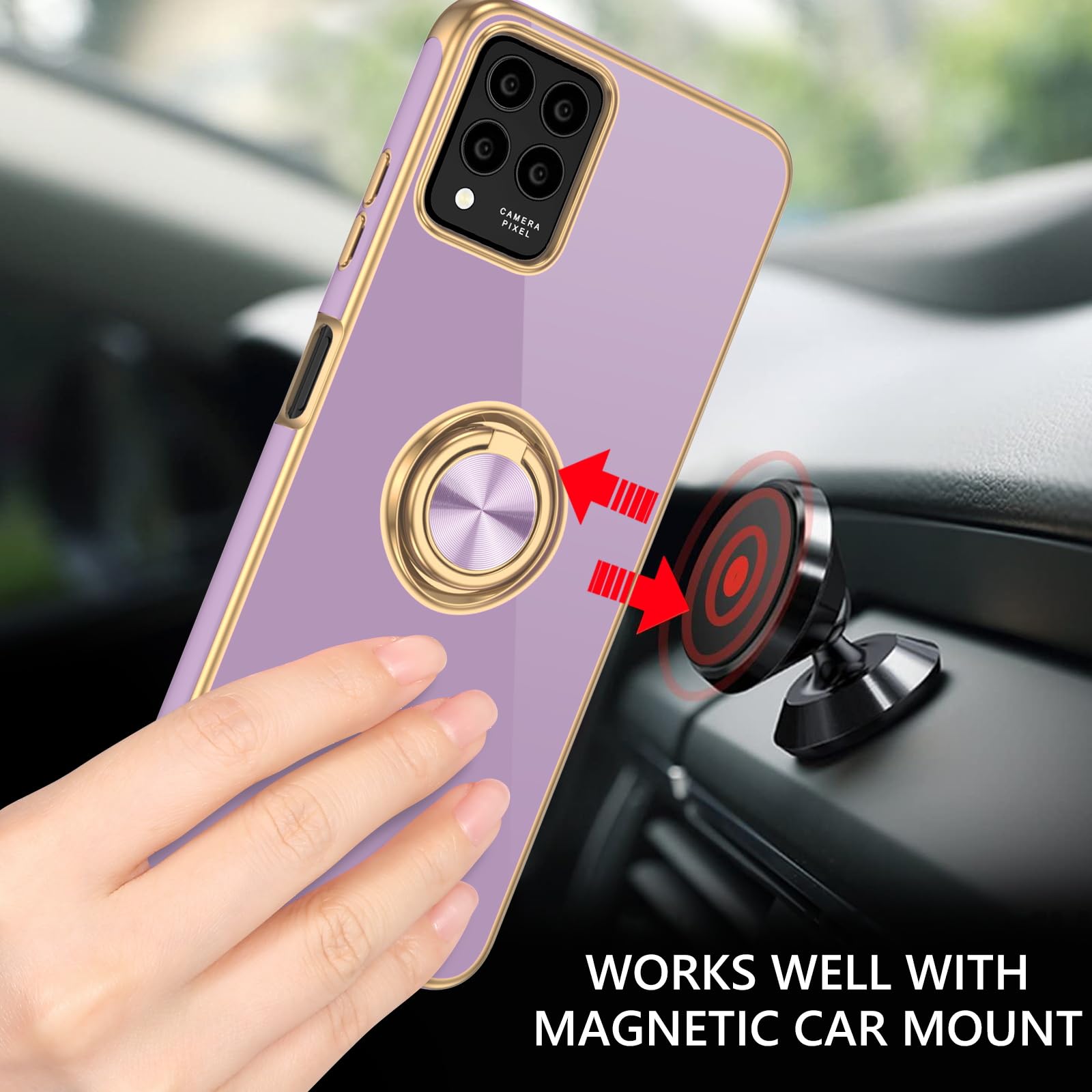 Guagua For T-Mobile Revvl 6 Pro/6X Pro Case With 360 Ring Holder Kickstand Magnetic Car Mount Supported Slim Soft Shockproof Pro