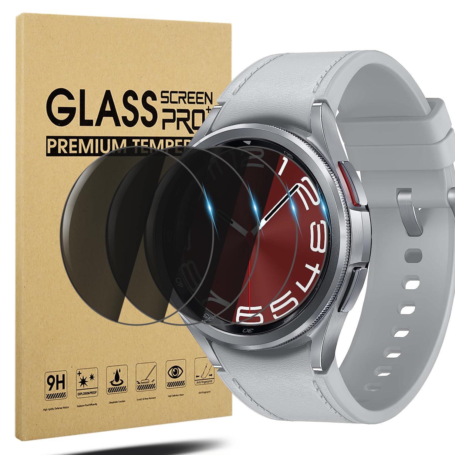 Suoman 4 Pack For Samsung Galaxy Watch 6 Classic 43Mm Privacy Screen Protector, [Anti Peeping] 9H Hardness Ultra Thin Tempered G