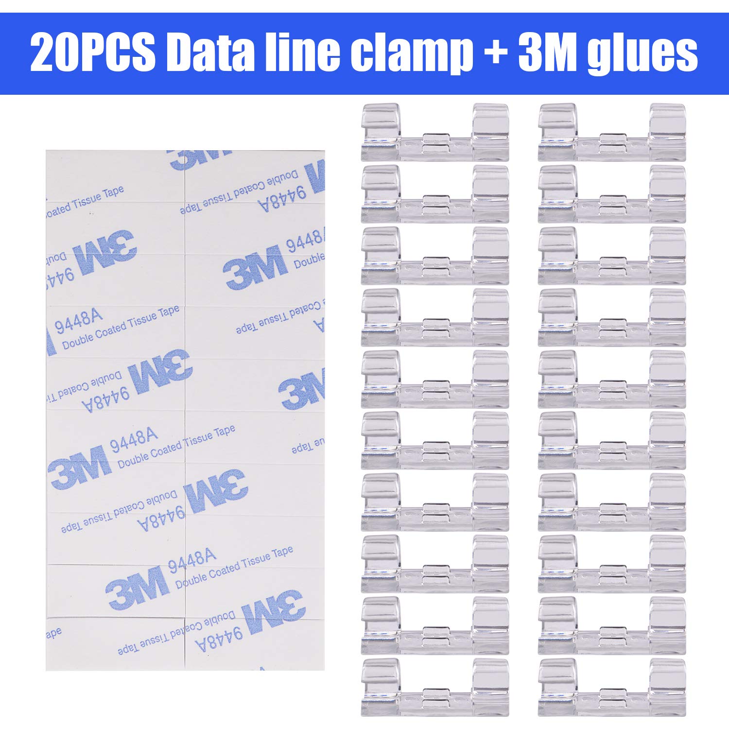 Adhesive Cable Clips, 40Pcs Cable Management Drop Wire Holder Cord Organizer With Strong Self Adhesive Pads For Home And Office