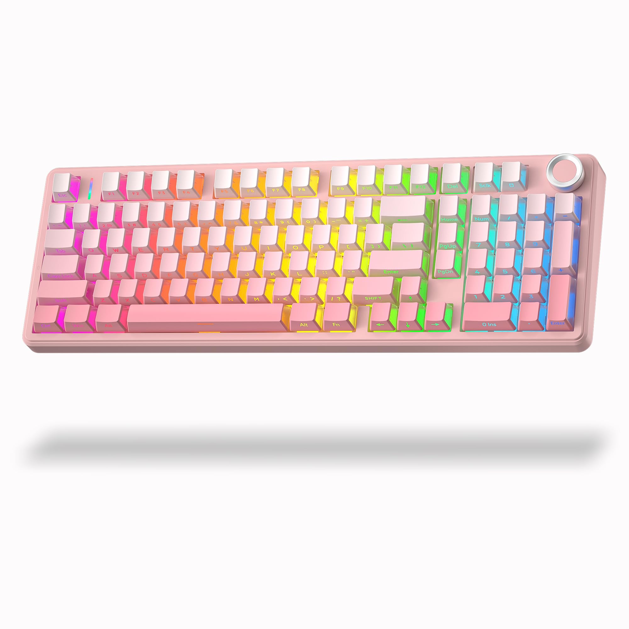 Aula F99 Pro Wireless Silent Mechanical Pink Office PC Keyboard with Knob