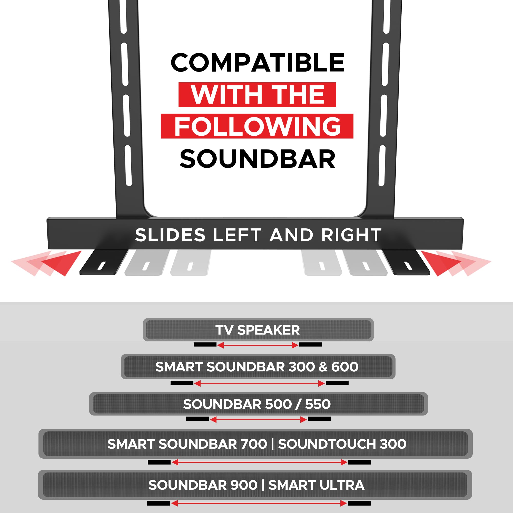 Universal Under Tv Mount, Black, Compatible With Bose Smart Soundbar 300/500/550/600/700/900/Ultra, Tv Speaker, Soundtouch 300