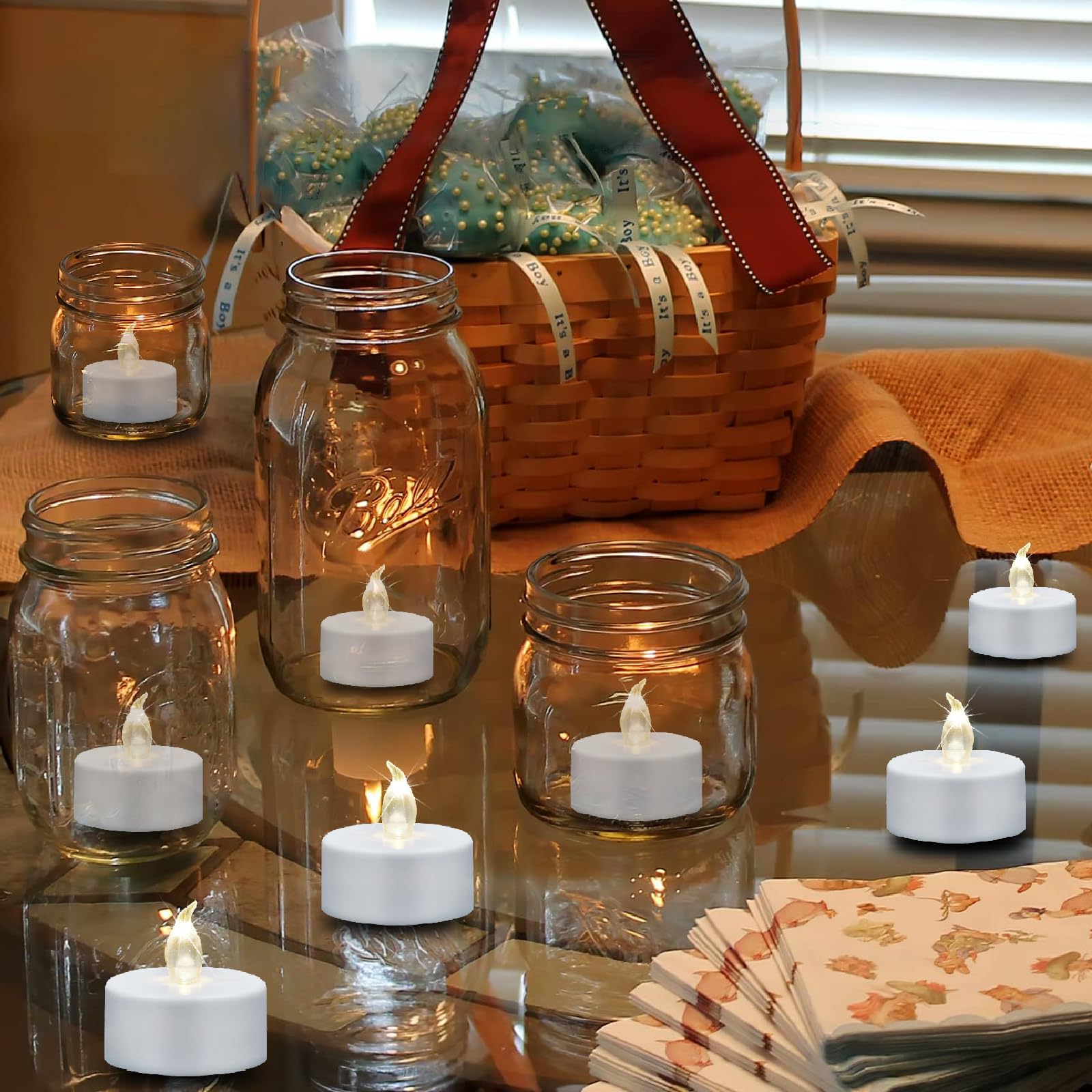 Battery Operated Tea Lights With Remote, Flickering Flameless Candle With Timer,24Pack Realistic Votive Led Electric Tealights,L