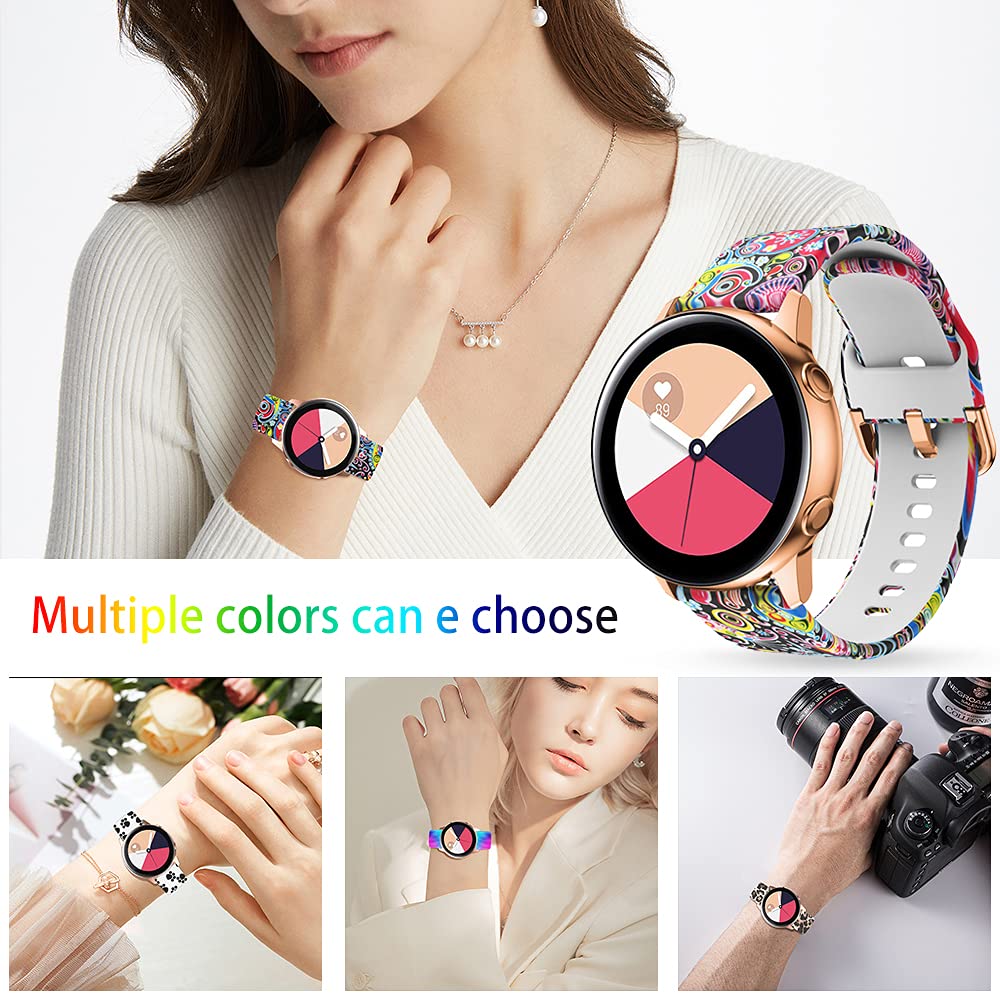 Toolaik Floral Watch Bands Compatible With Samsung Galaxy Watch 7 6 5 4 Active 2 40Mm /44Mm,Active Watch Band 40Mm, 20Mm Silicon