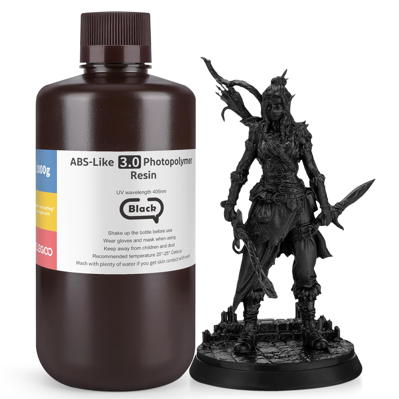 ELEGOO Upgraded ABS Like Resin 3.0, 405nm UV-Curing 3D Printer Resin with Higher Precision and Lower Shrinkage, Enhanced Strengt