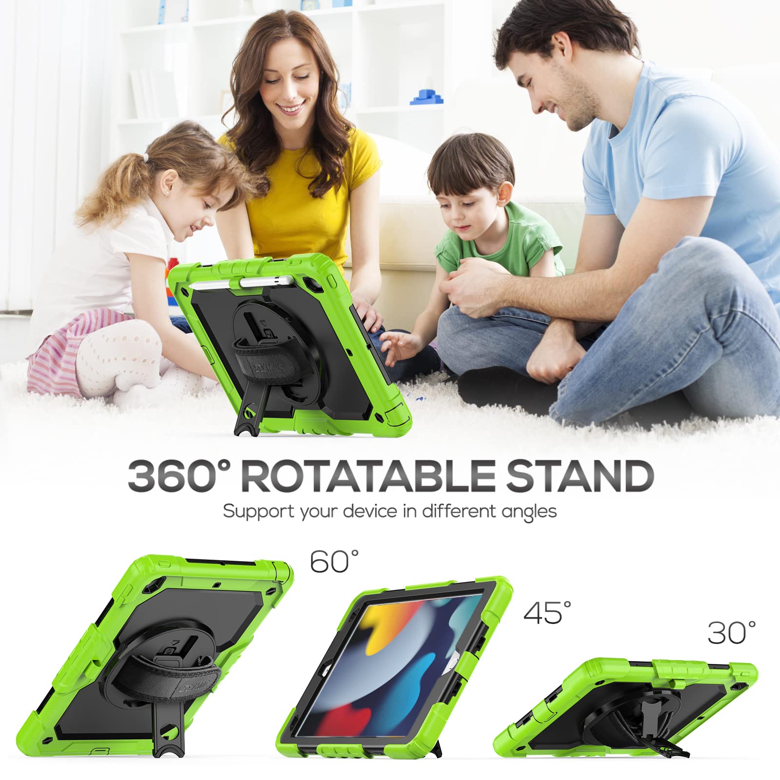 Seymac Kids Case For Ipad 9Th/8Th/7Th Generation Ipad 10.2 Case 2021/2020/2019, Heavy Duty Protective Shockproof Case With Scree