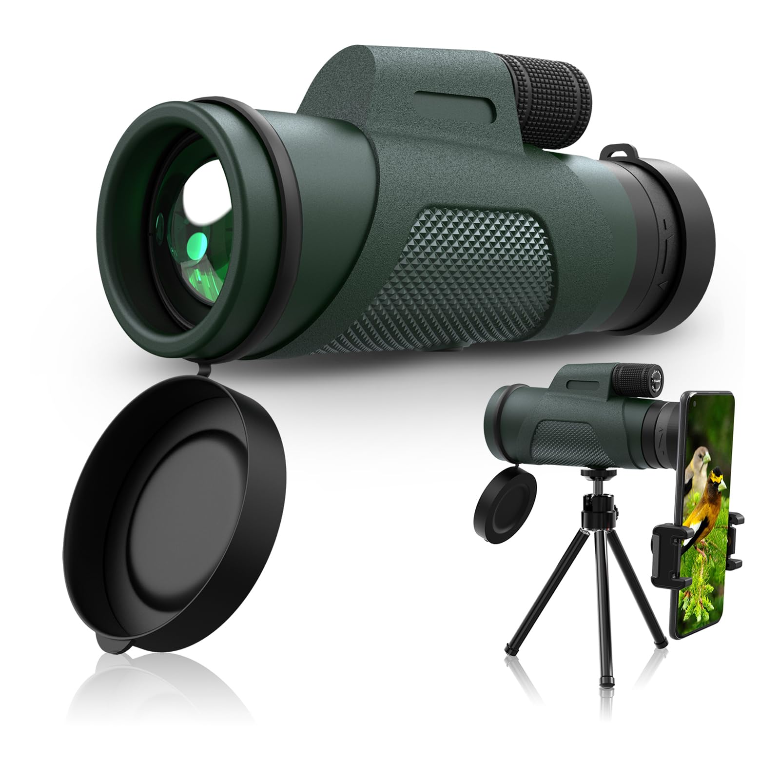 AMITHER 10x42 Monocular Telescope for Smartphone, Monoculars for Adults High Powered Portable Handheld Telescopes with Phone Ada