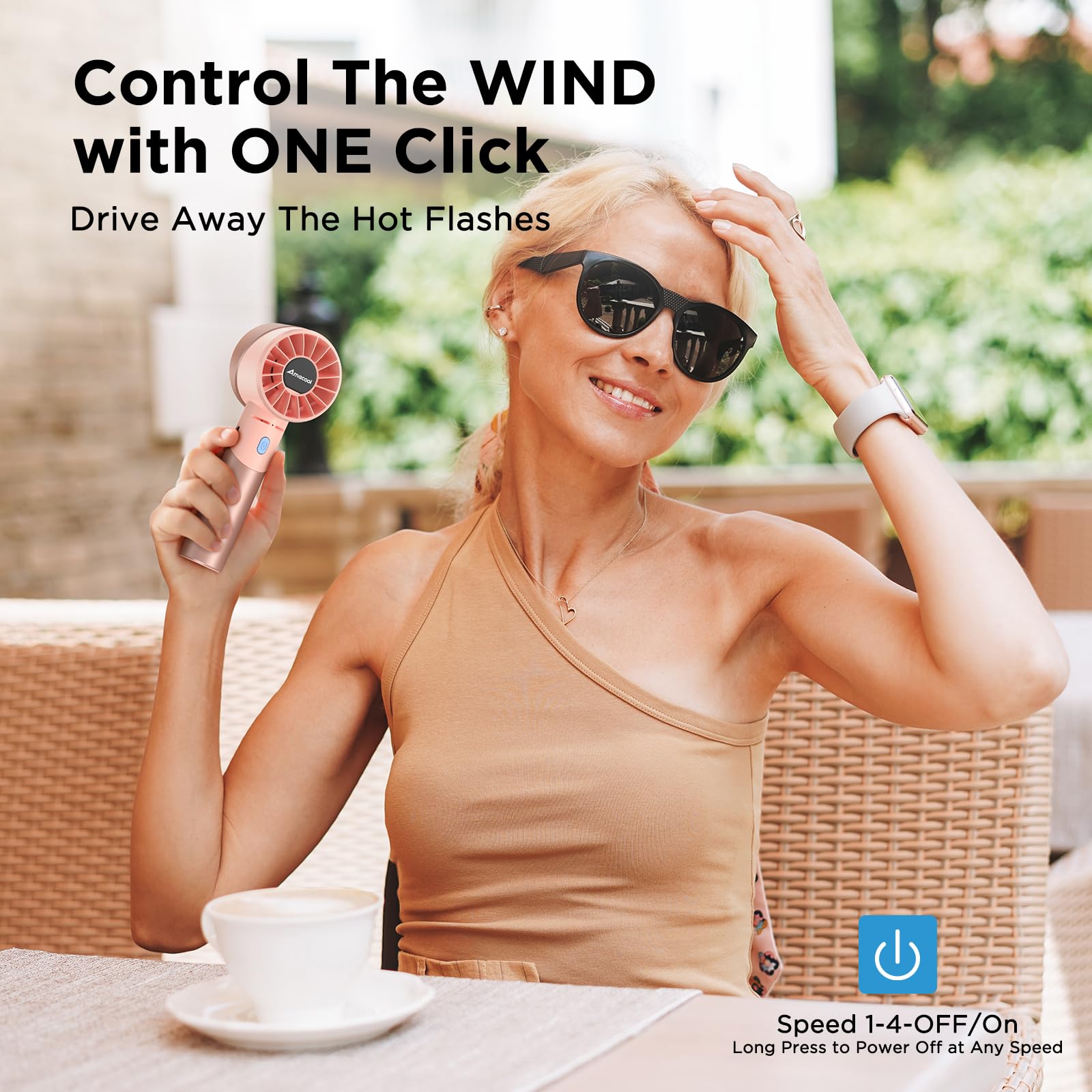 Amacool Portable Handheld Turbo Fan, 17Hrs Run Time Battery Operated Personal Fan, Mini Pocket Fan For Girl Woman Travel Makeup