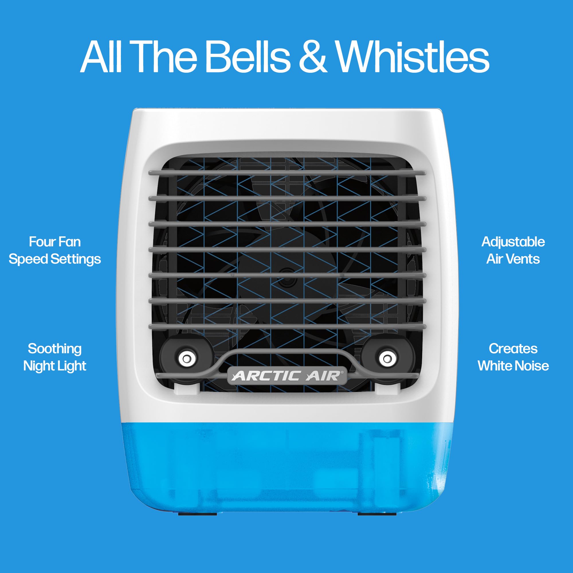 Arctic Air Chill Zone Portable Evaporative Cooler, Hydro-Chill Technology, 4 Speeds, White, Model AAPCN-MC4