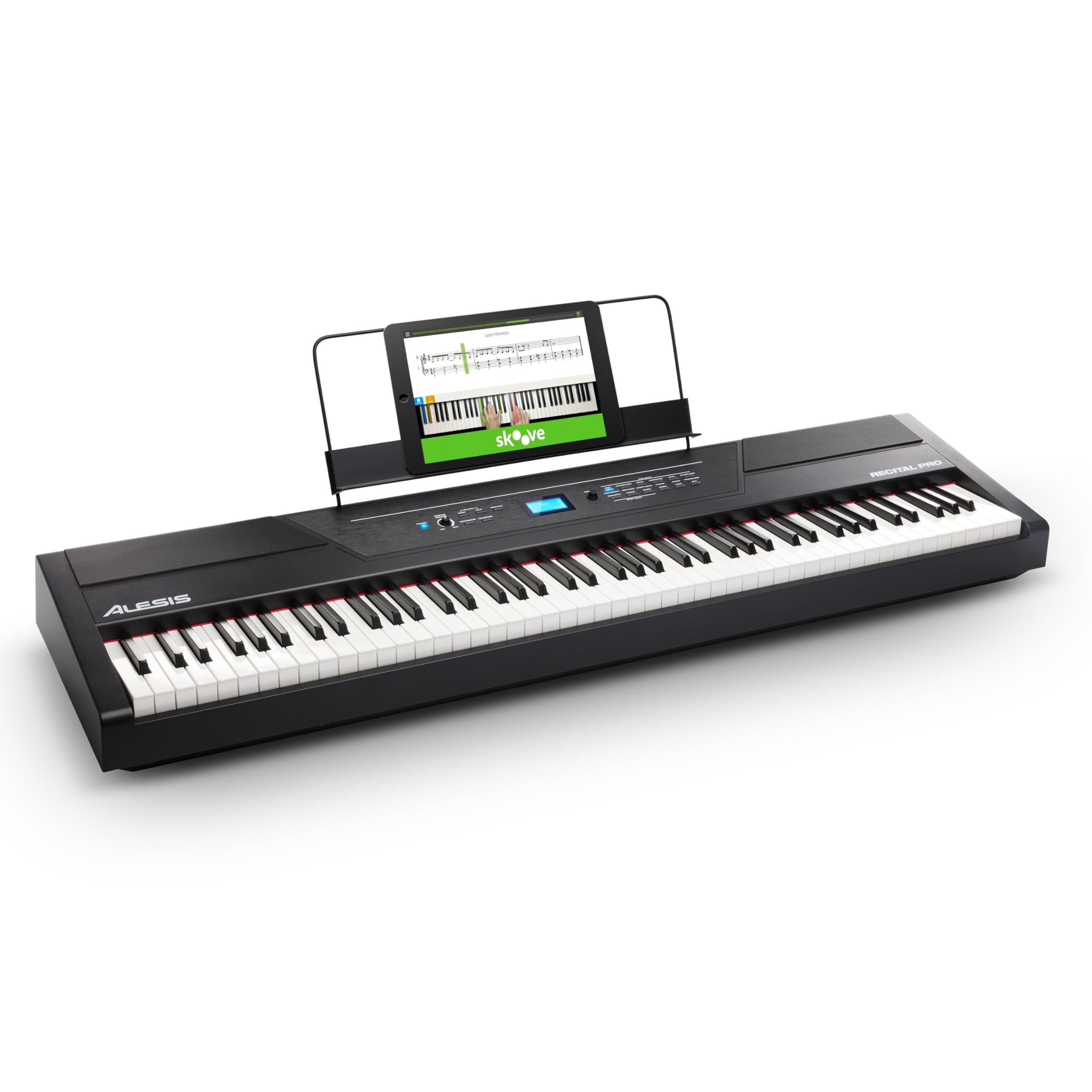 Alesis Recital Pro   88 Key Digital Piano Keyboard With Hammer Action Weighted Keys, 2X20W Speakers, 12 Voices, Record And Lesso