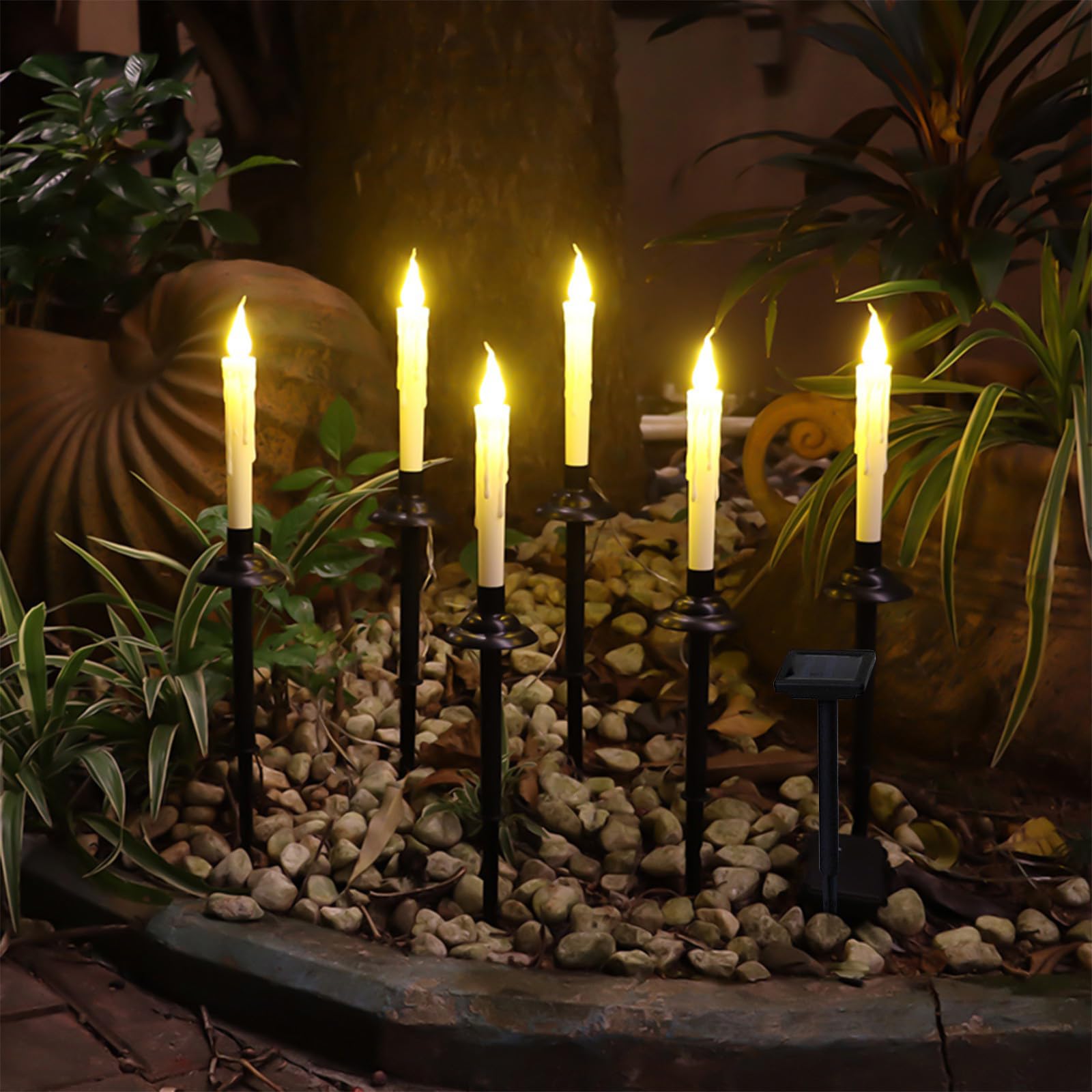 6Pcs Solar Powered String Lights - Waterproof LED Candles for Outdoor, Window, Yard, Wedding & Table Decorations