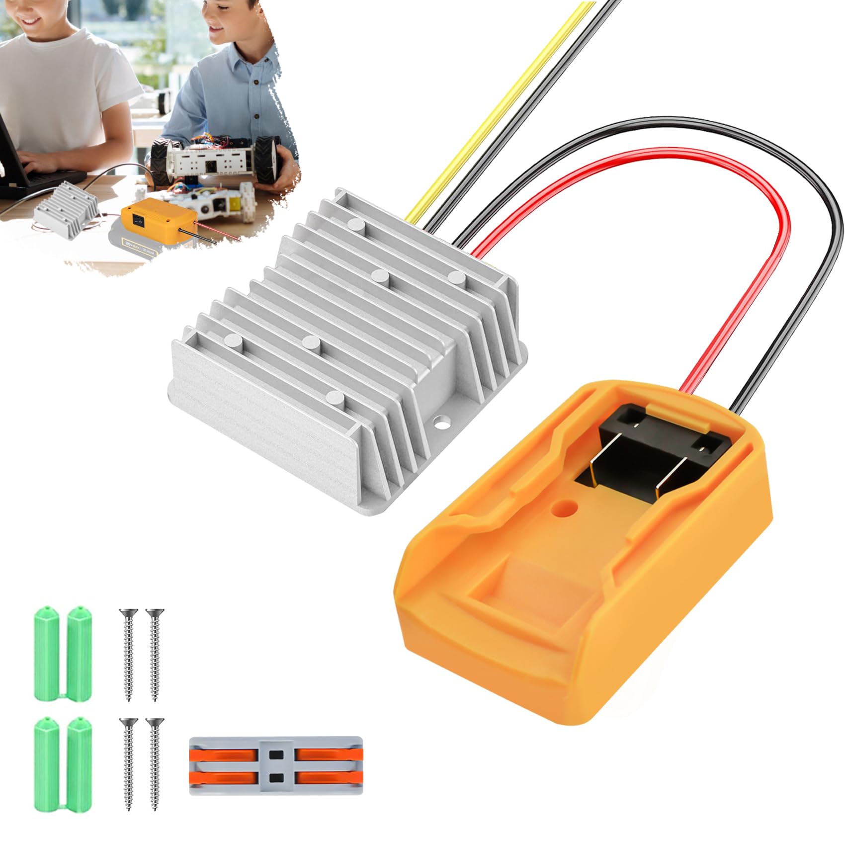 20V To 12V Step Down Converter For Dewalt 20V Batteries, Power Wheels Battery Adapter 10A 120W Automatic Buck Regulator With Upg