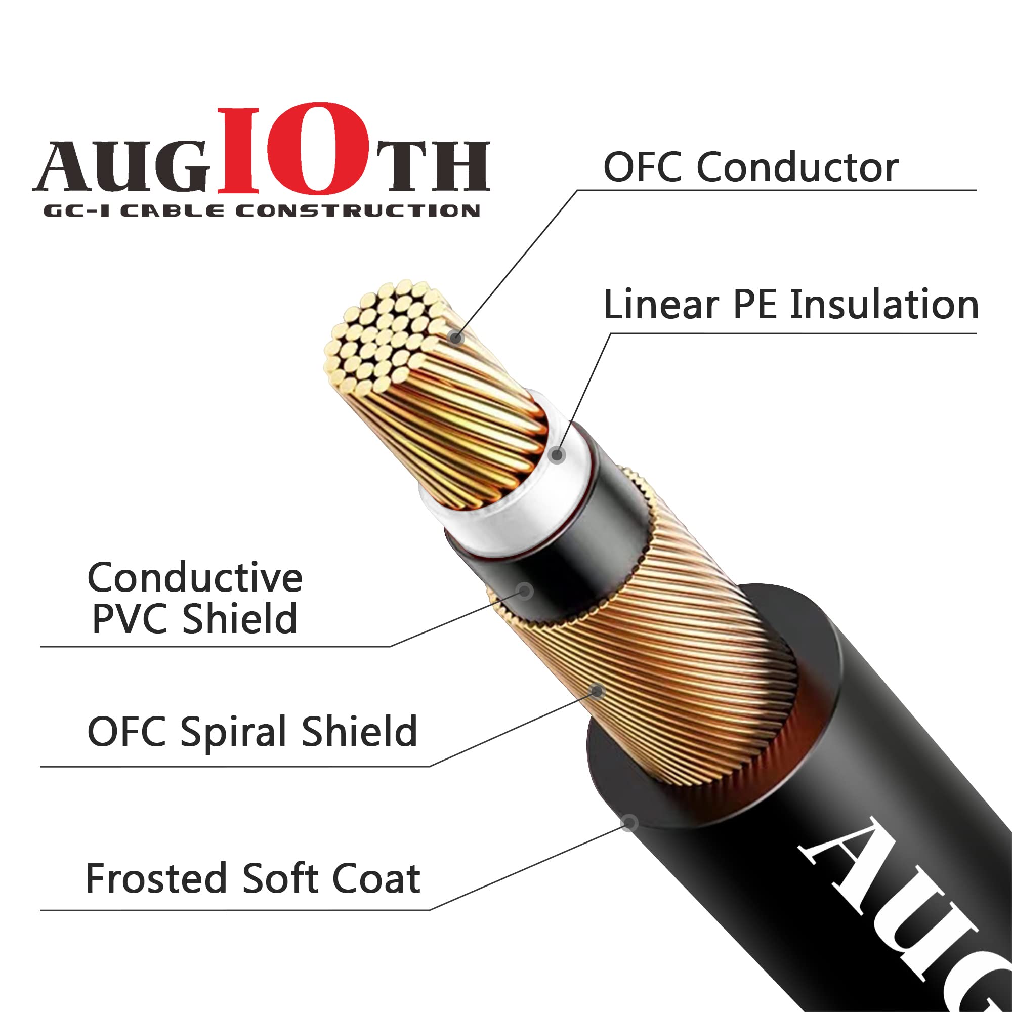 Augioth 12 Inch Guitar Patch Cable Guitar Effect Pedal Cables