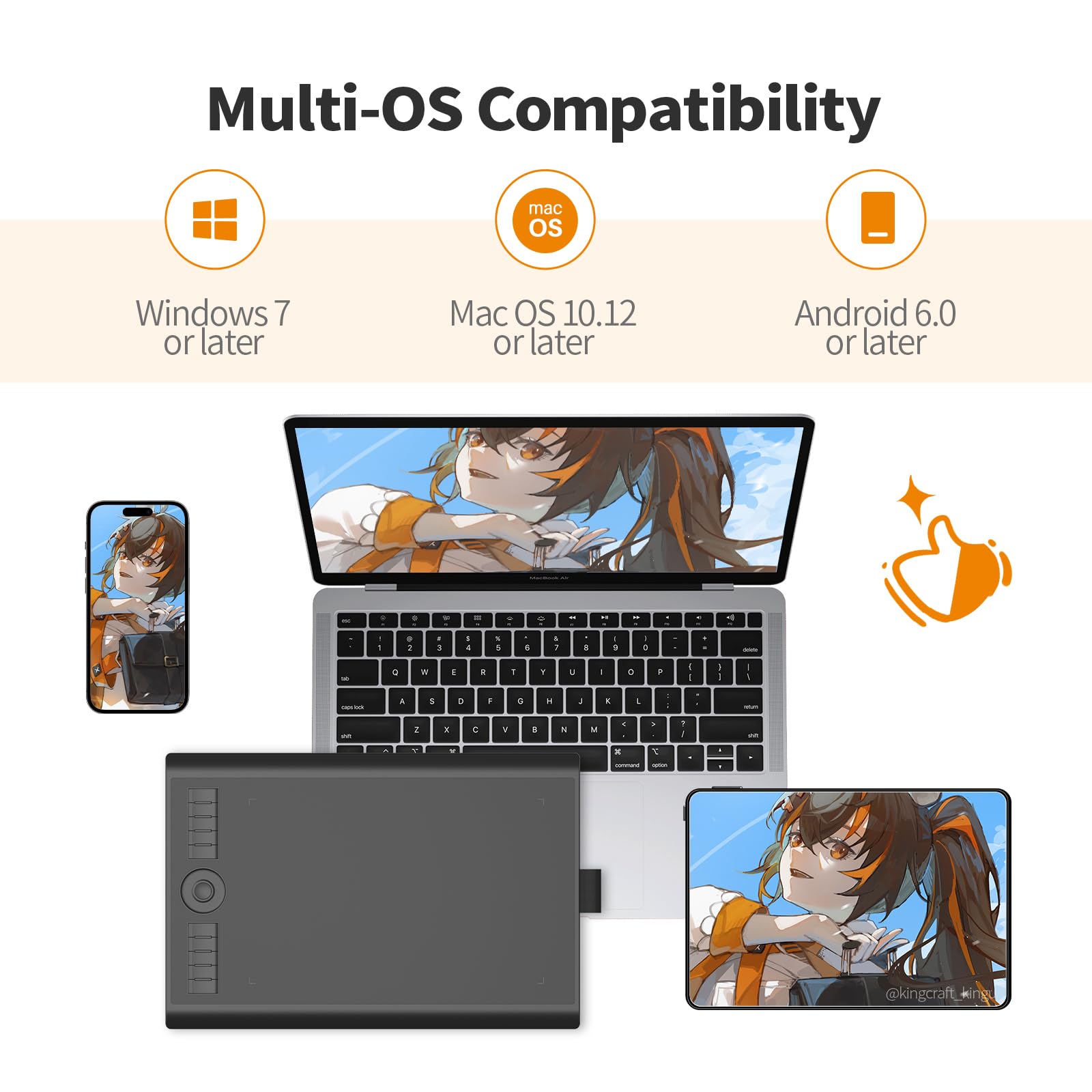 Gaomon M10K Drawing Tablet, 10X6 Inch Large Graphics Tablet With Touch Ring, 8192 Levels Battery-Free Stylus, 10 Hot Keys, Art T