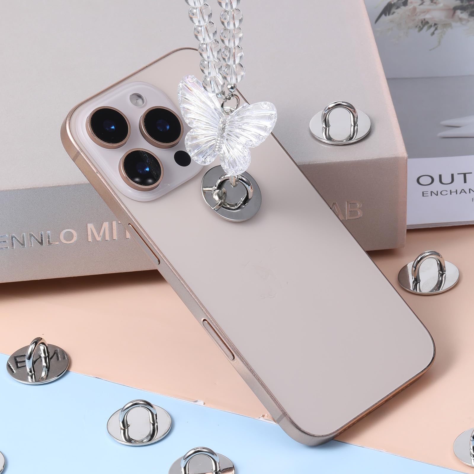 12 Pcs Phone Charm Hook, Metal Round Phone Charm Holder Adhesive Finger Grip For Diy Hanging Supplies (Silver)