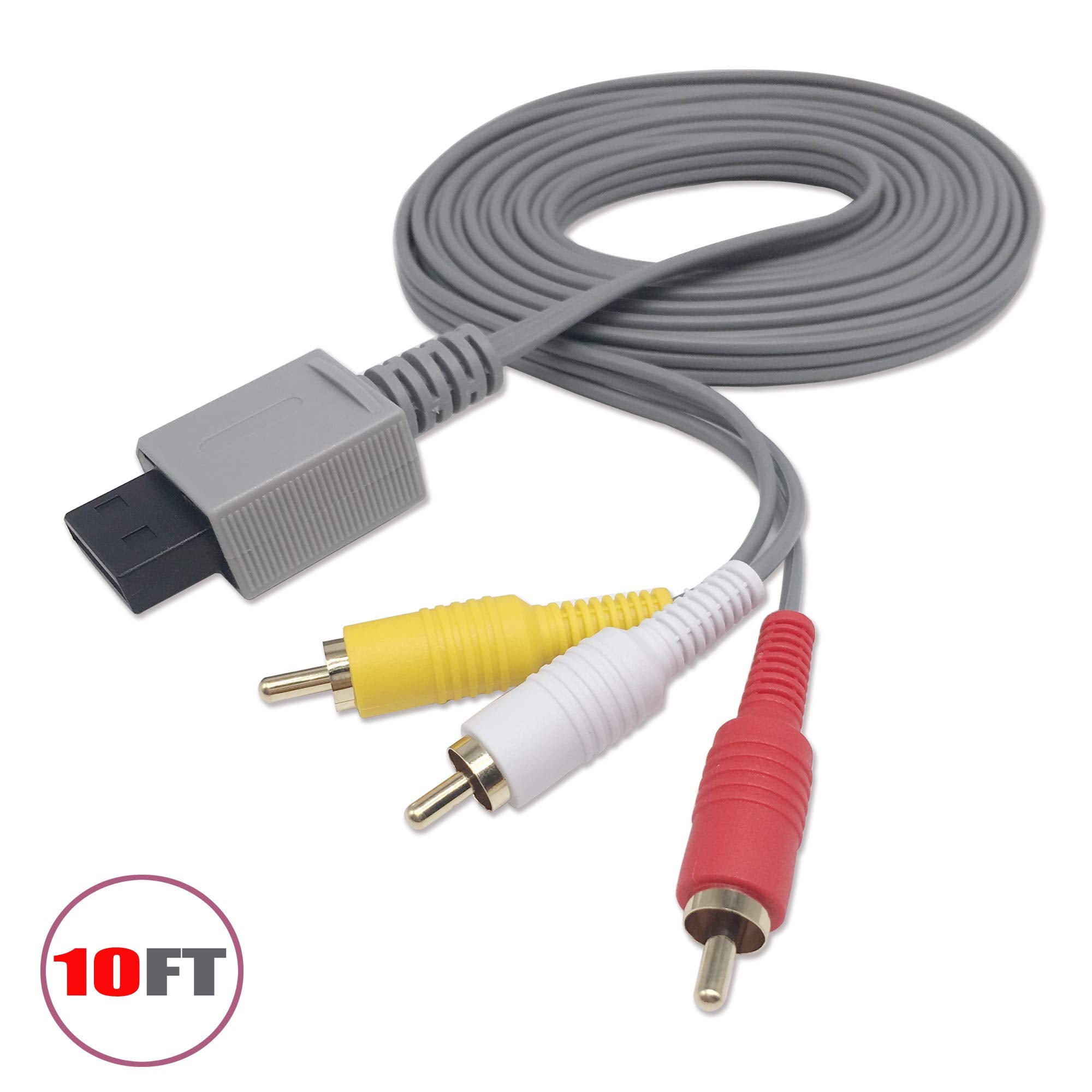 Wicareyo Av Cable Lengthened 10Ft Audio Video Av Rca Video Cord Tv Composite Cable For Wii Wii U Console