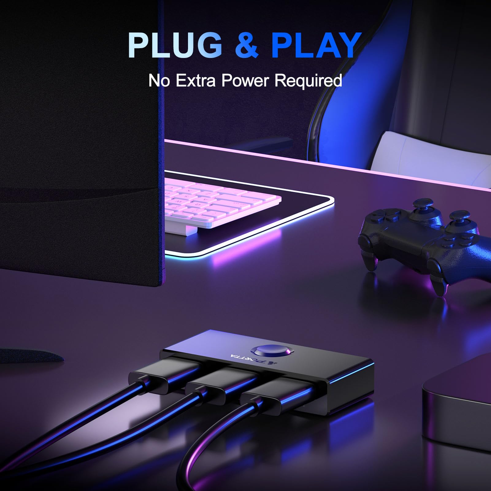 Hdmi Switch 4K 60Hz, Portta Bi-Directional Hdmi 2.0 Switcher 2 In 1 Out Splitter 1 In 2 Out Hub Hdr Hdcp2.3 For Blu-Ray Xbox Ps4