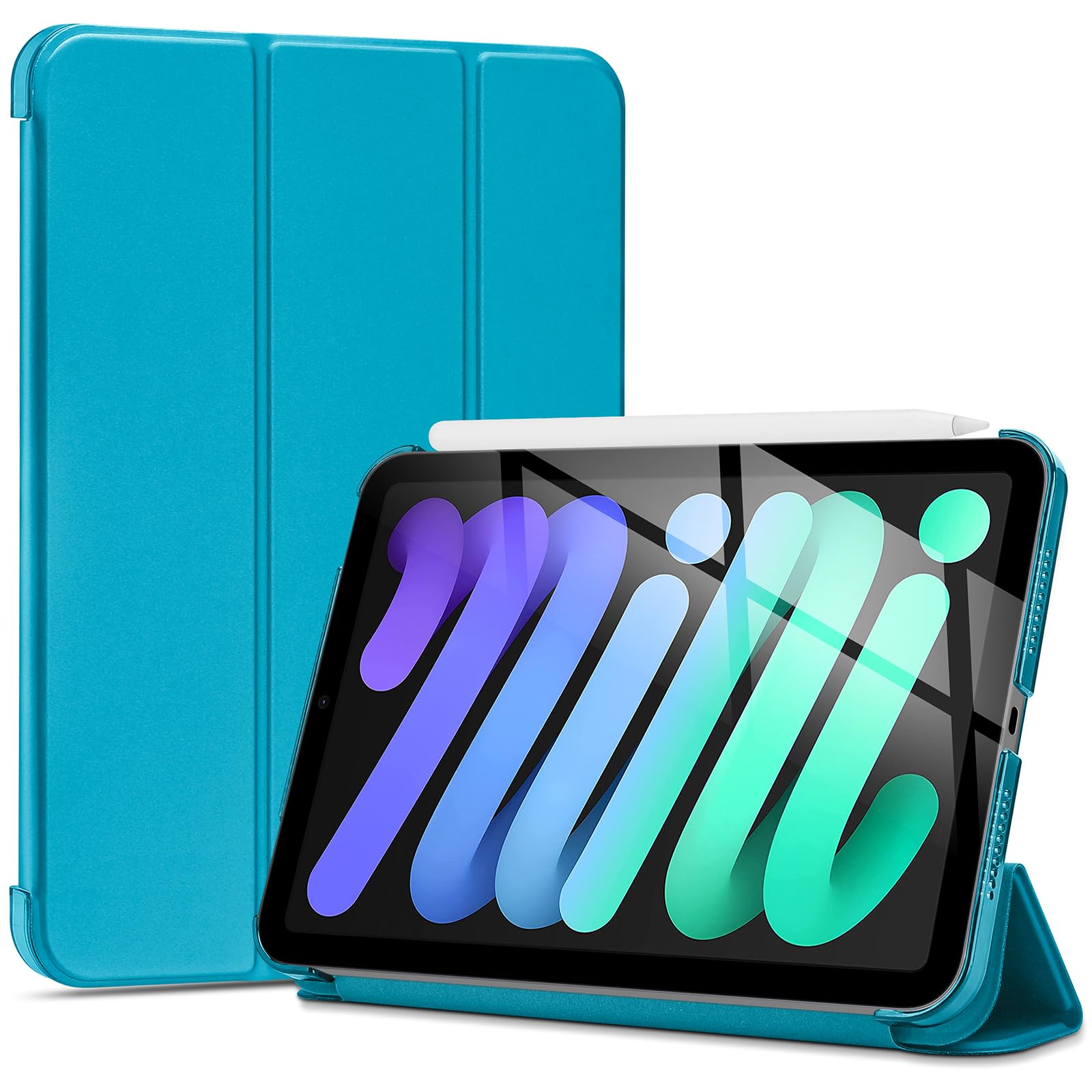 Procase Smart Case For Ipad Mini 7 A17 Pro 2024/Ipad Mini 6 2021 8.3 Inch Ipad Mini 7Th/6Th Gen Case, Hard Back Cover For Ipad Mini 8.3' 7Th Gen A2995/A2996/A2993/6Th Gen A2567 A2568 A2569  Teal