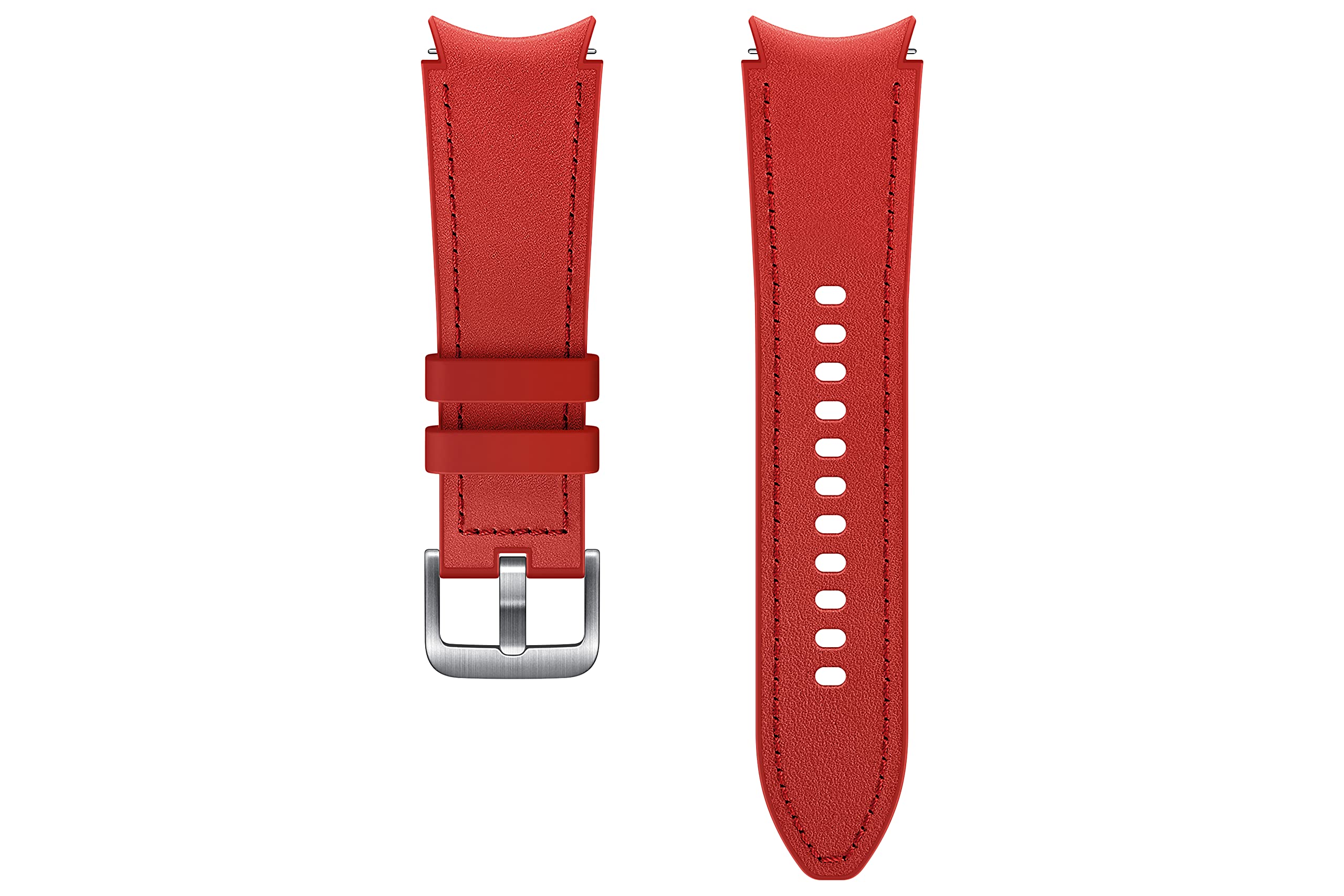 Samsung Hybrid Leather Silicone Watch Band Strap Small/Medium, for Galaxy Watch 4 and Galaxy Watch 4 Classic (US Version),Red