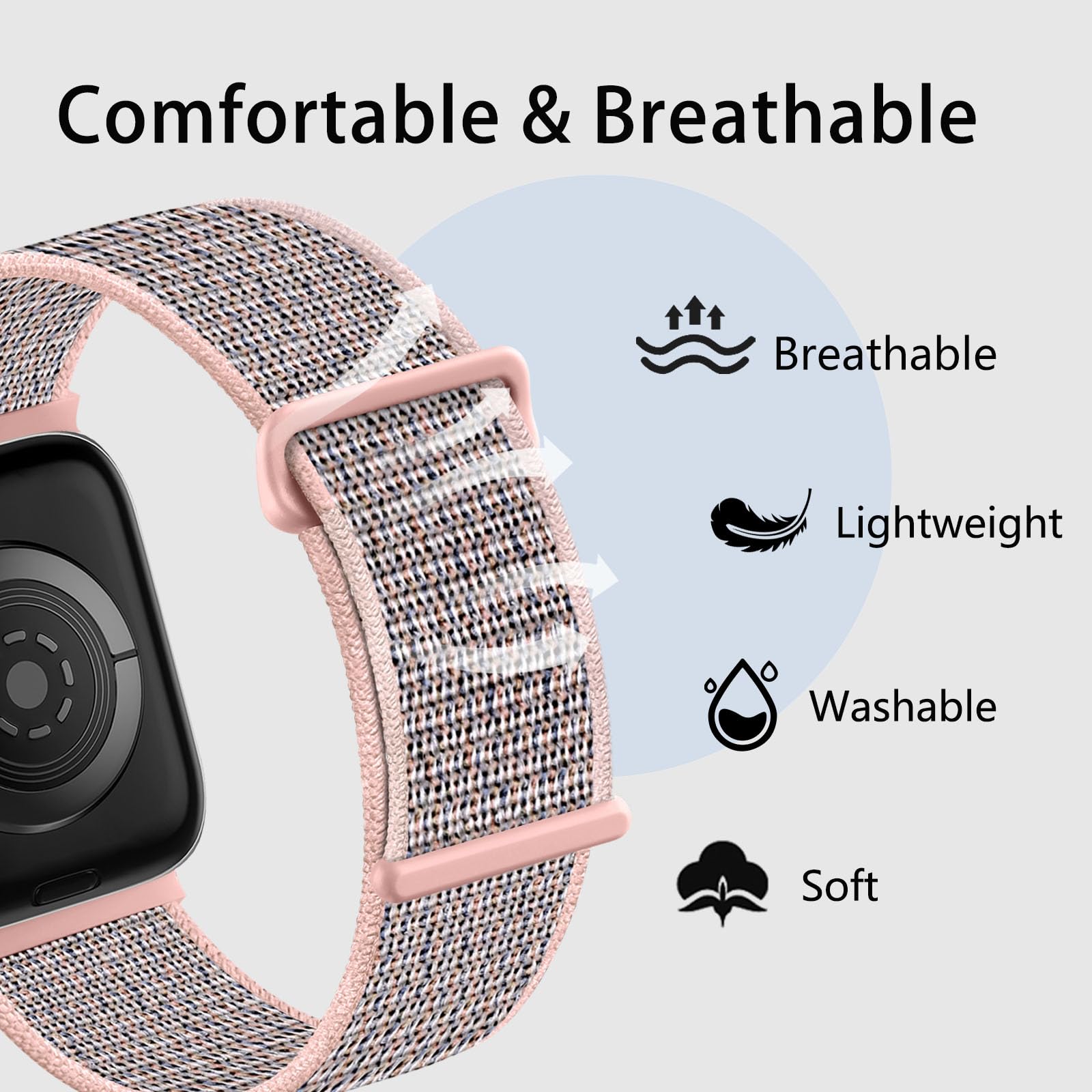 Lenrao Compatible With Apple Watch Bands For Women, 40Mm 38Mm 41Mm 42Mm 44Mm 45Mm,Sport Nylon Straps For Iwatch Bands Series Se