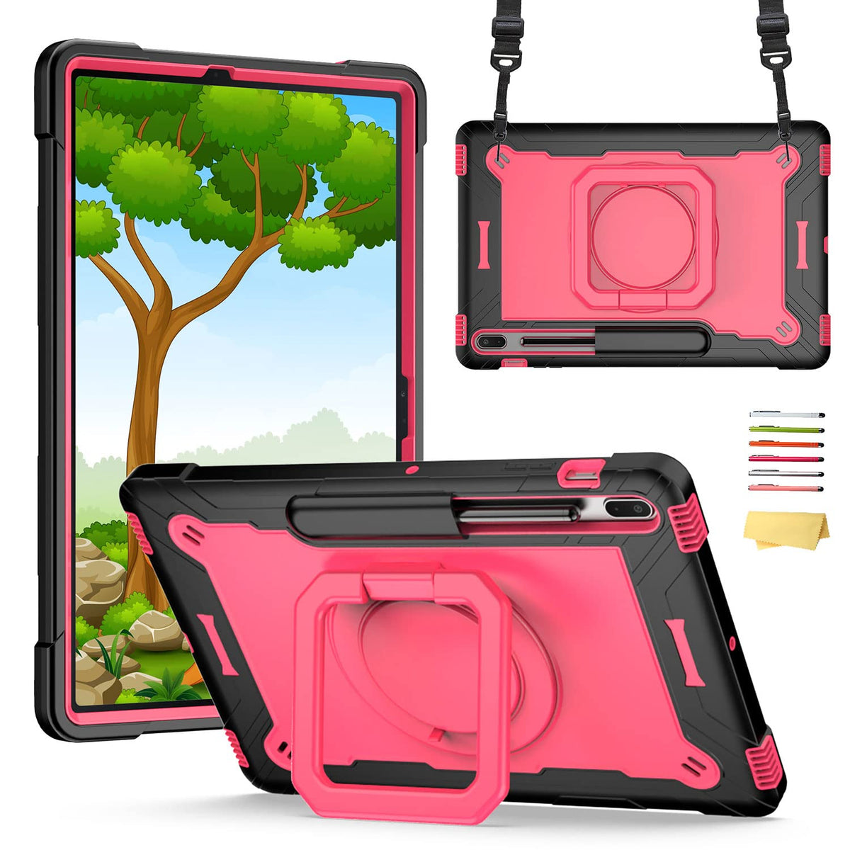 Uucovers Stand Case For Samsung Galaxy Tab S8 Plus 2022/Tab S7 Fe 5G 2021/Tab S7 Plus 2020 12.4 Inch 360 Degree Rotating Kicksta