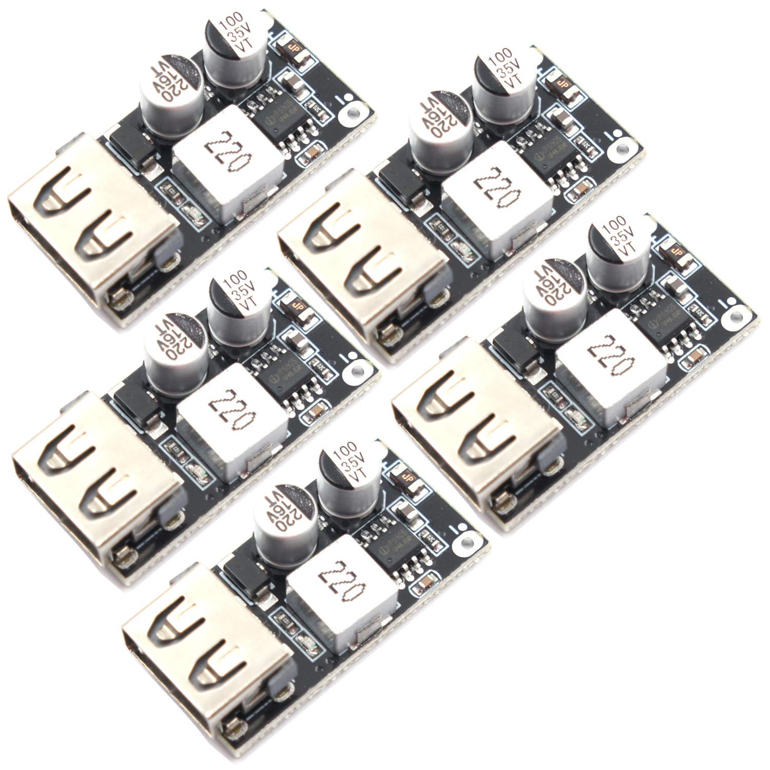 (5 Pack) Jacobsparts 24W Usb Qc 3.0 Fast Charge Step Down Buck Power Module Dc 12V 24V Input