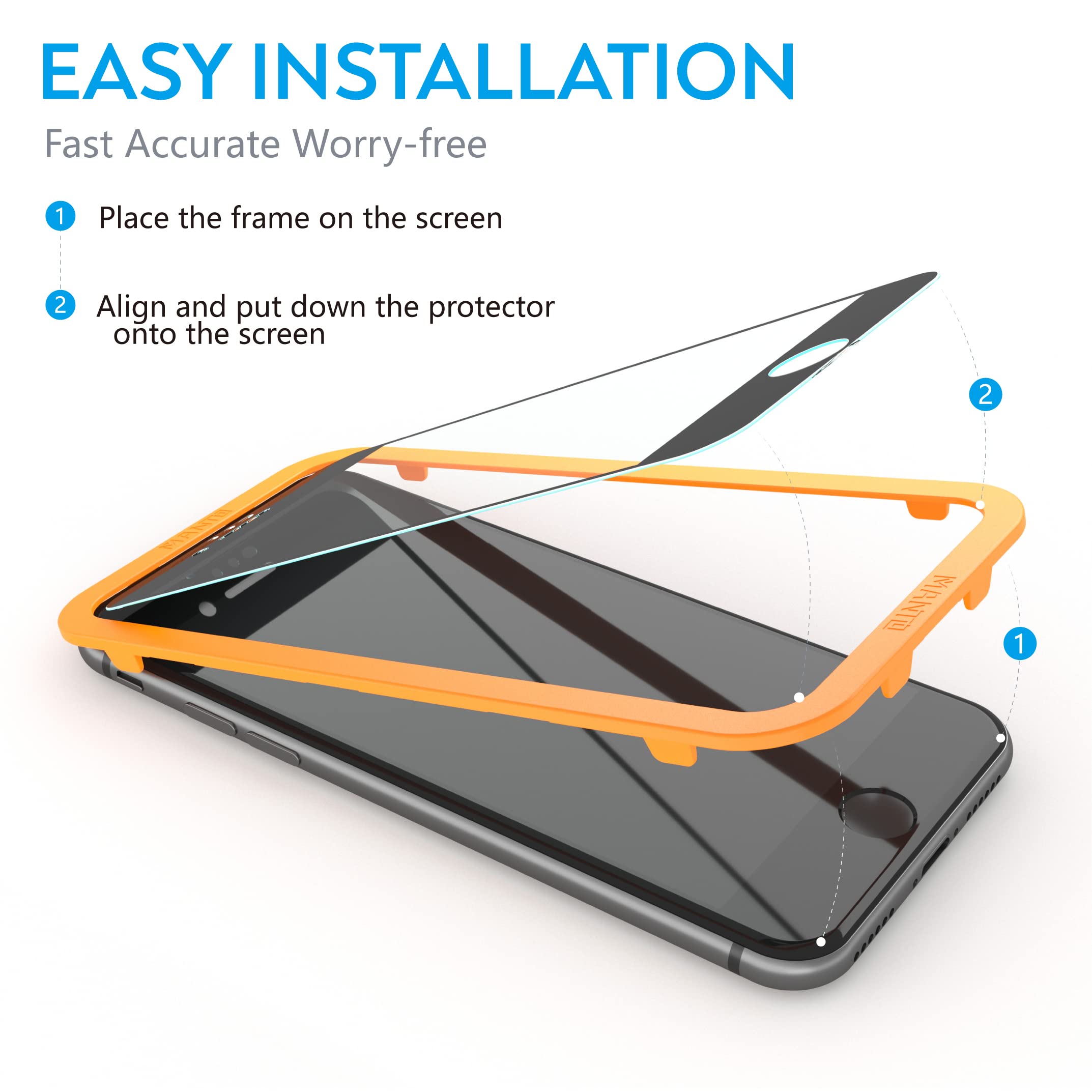 Manto 2 Pack Screen Protector For Iphone Se 3 (2022), Iphone Se 2022 (3Rd Gen), Iphone Se 2020, Iphone 8, Iphone 7, Iphone 6S, I