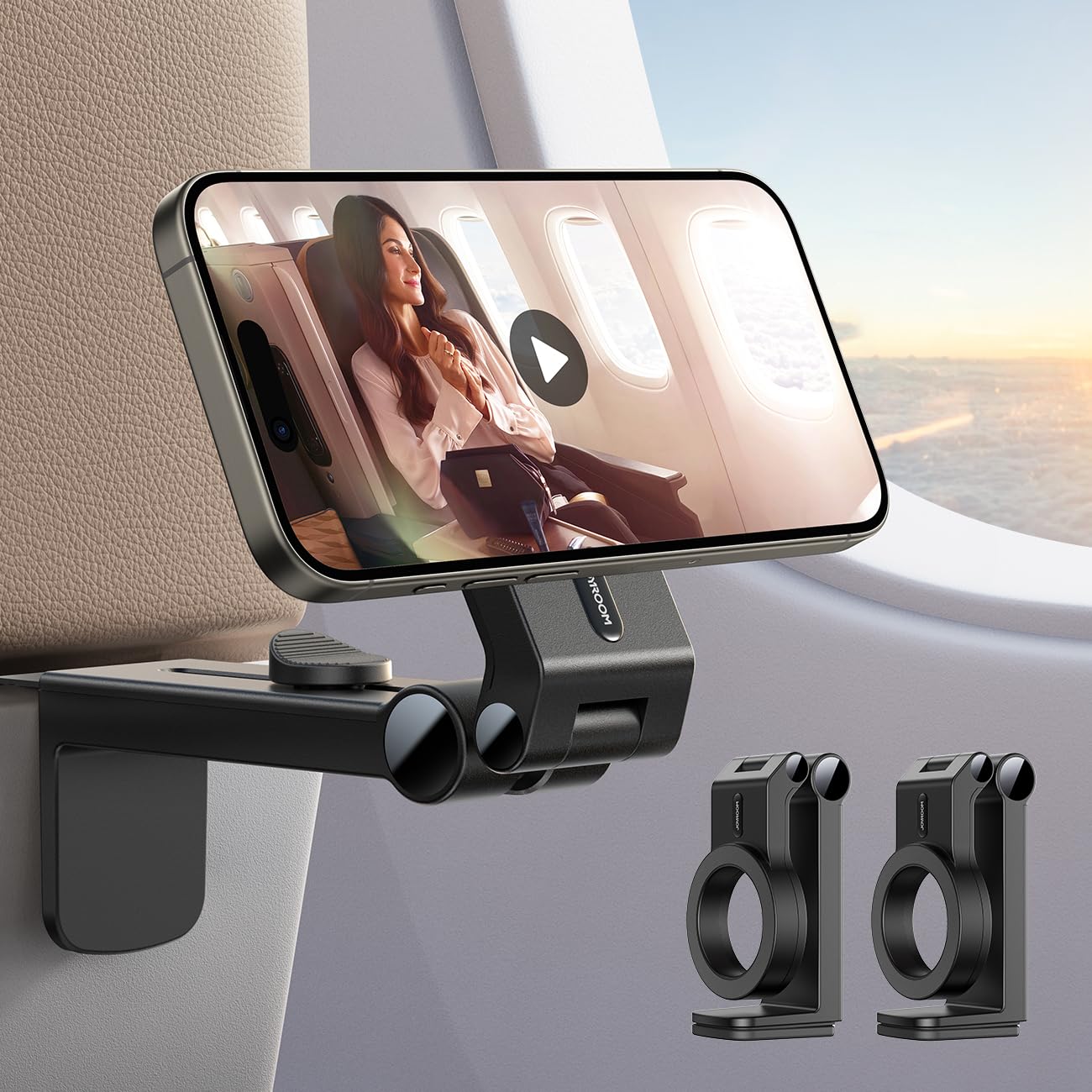 Joyroom 2 Pack Airplane Phone Holder, Hands-Free Airplane Phone Mount, Airplane Essentials Phone Stand For Iphone 15 Pro Max 14 