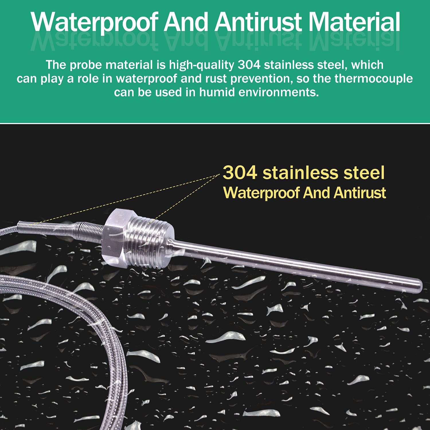 Twidec/2M Npt 1/2''Inch (6X100Mm) Pipe Thread Temperature Sensor Probe Two Wire Temperature Controller (0~600?) 304 Stainless St