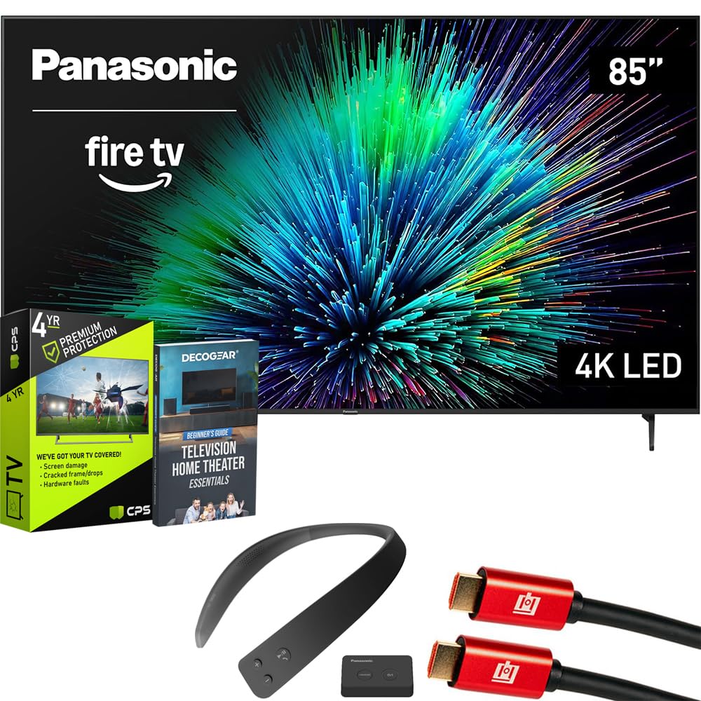 Panasonic TV-85W70BP W70 Series 85 inch LED 4K Ultra HD Smart Fire TV Bundle with WN10 Neck Speaker, 4 YR CPS Enhanced Protectio
