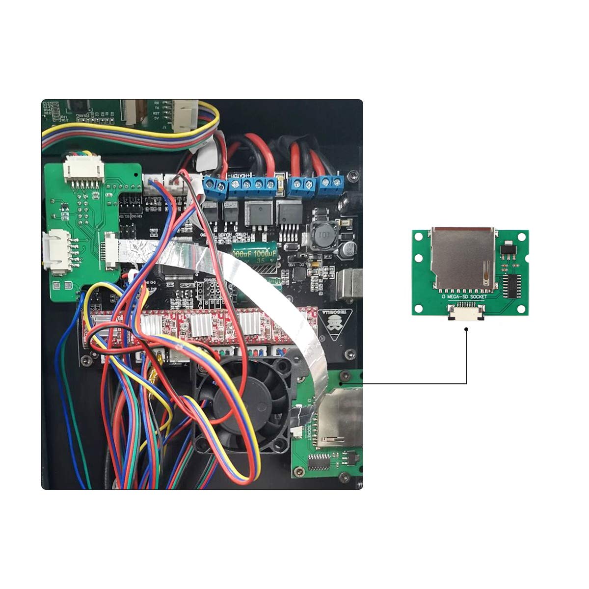 Fysetc 3D Printer Meg A S Replacement Part Sd Card Adapter Module With Connect Cable Compatible With Meg S Accessories