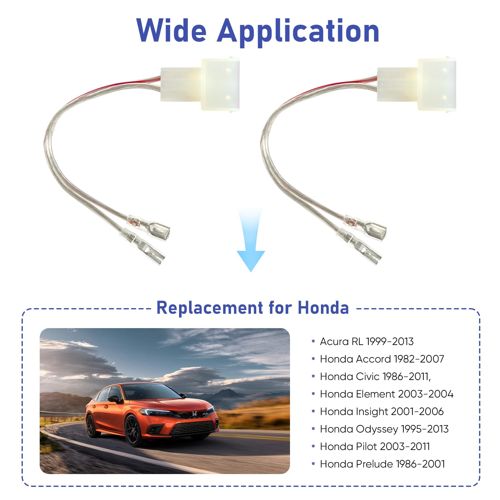Car Door Speaker Wiring Harness Replacement For Honda 1986 2019 Civic Accord Odyssey, Acura 1986 2010 Integra Cl Tsx Speaker Wir