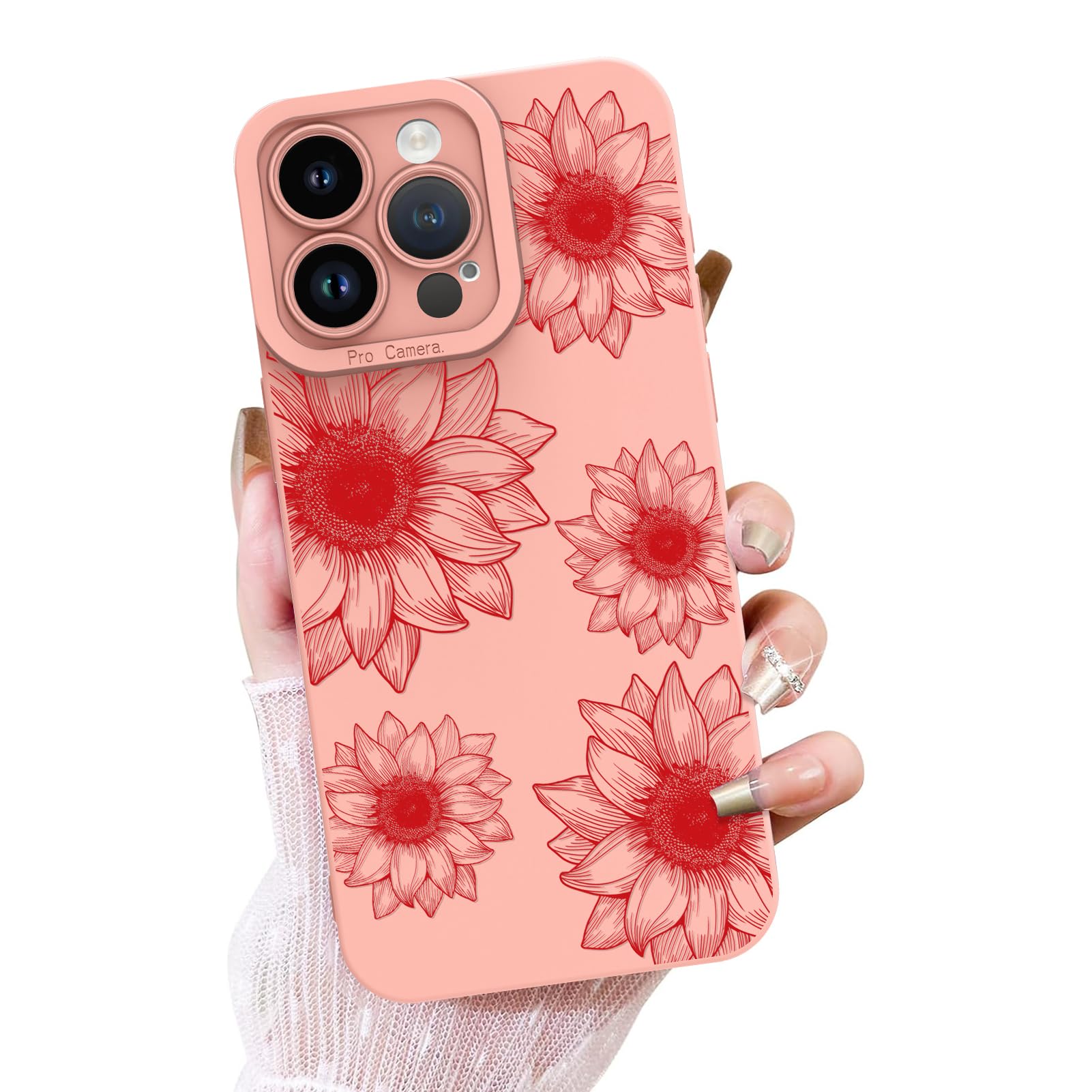 Ook Floral Case For Iphone 15 Pro Case, Cute Sunflower Floral Blooms Design Soft Tpu Shockproof Protective For Women Girls Slim