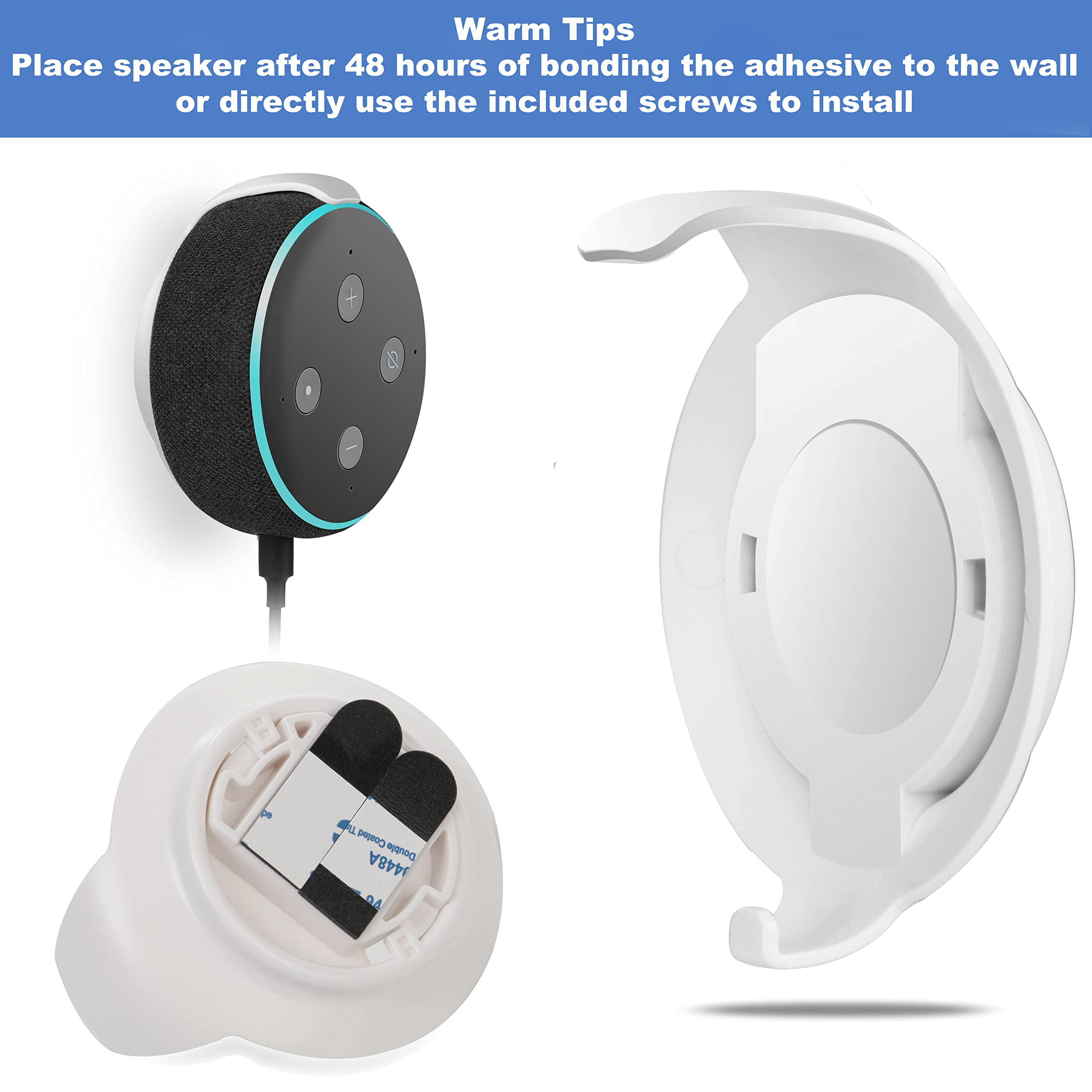Haioulun Outlet Wall Mount Holder, Speaker Mount For Echo Dot 3, Smart Speaker Wall Holder Stand With Cord Management For Dot 3R