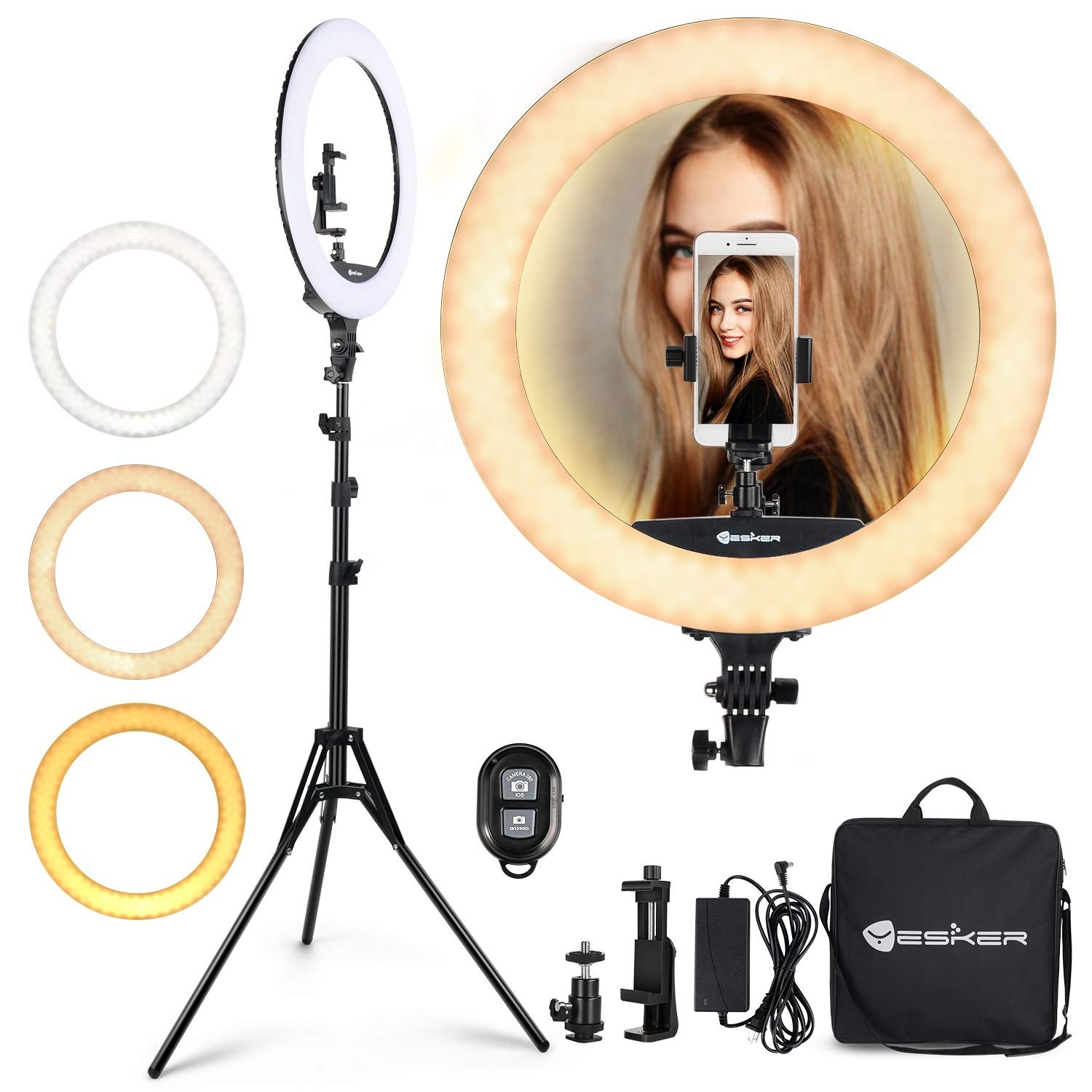 Ring Light 18 Inch Led Ringlight Kit With 73 Inch Tripod Stand With Phone Holder Adjustable 3200 6000K Color Temperature Circle Mua Lighting For Camera For Vlog, Makeup,Youtobe, Video Shooting, Selfie