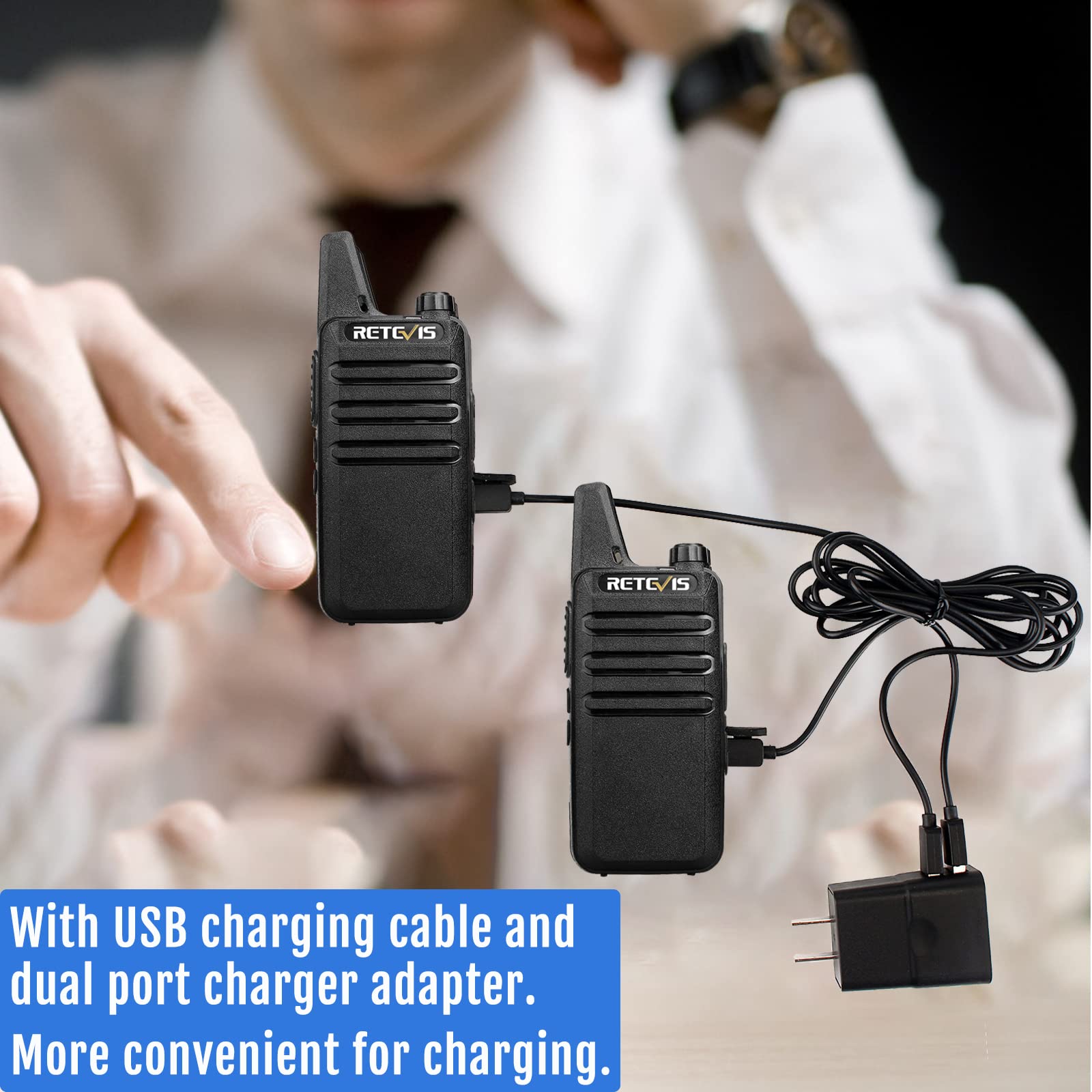 Retevis Rt22 Walkie Talkies For Adults, Two Way Radios Long Range Rechargeable, Vox Handsfree, Mini Compact Walkie Talkie With Type C Charger, For School Church Restaurant (6 Pack)