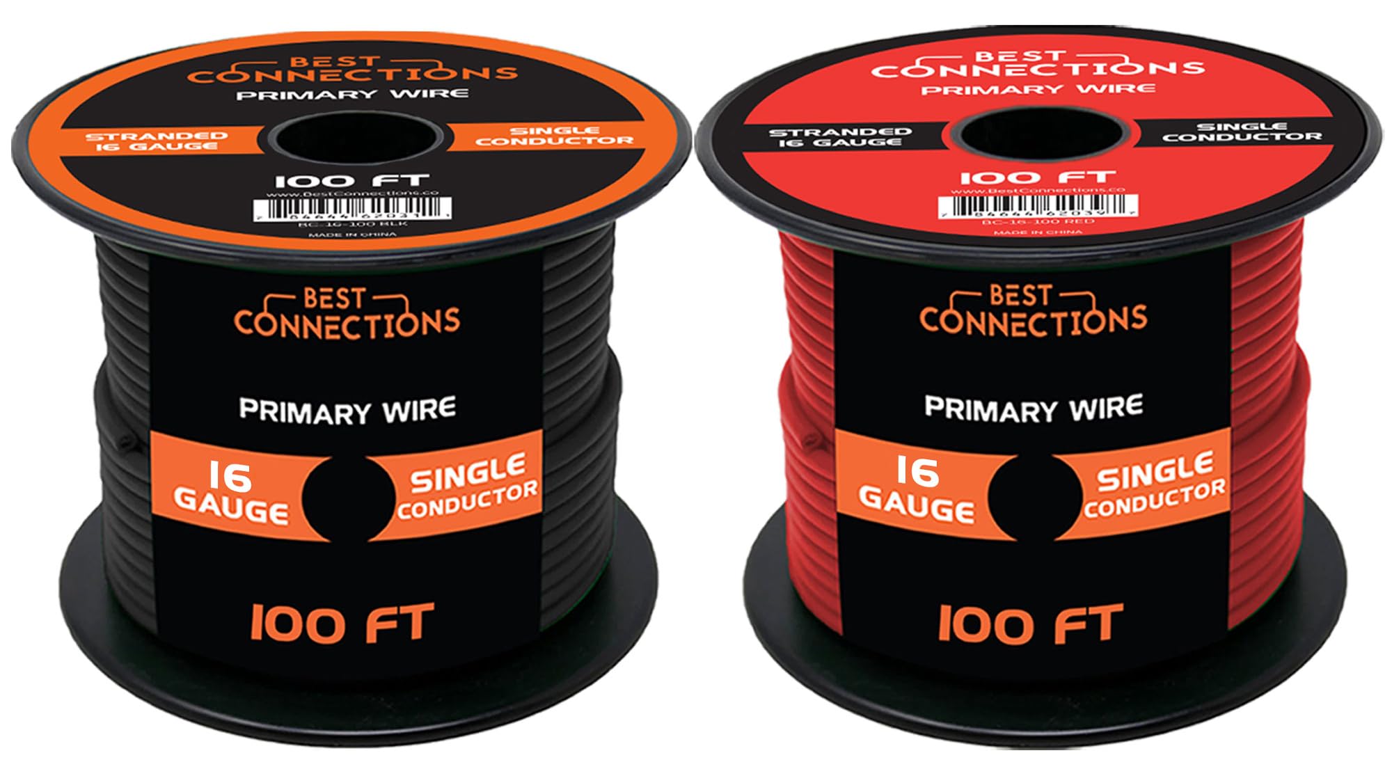 Best Connections 16Gauge Automotive Primary Wire Bundle (100Ft Each, Red & Black) | Ideal For Car Audio, Automotive, And Traile