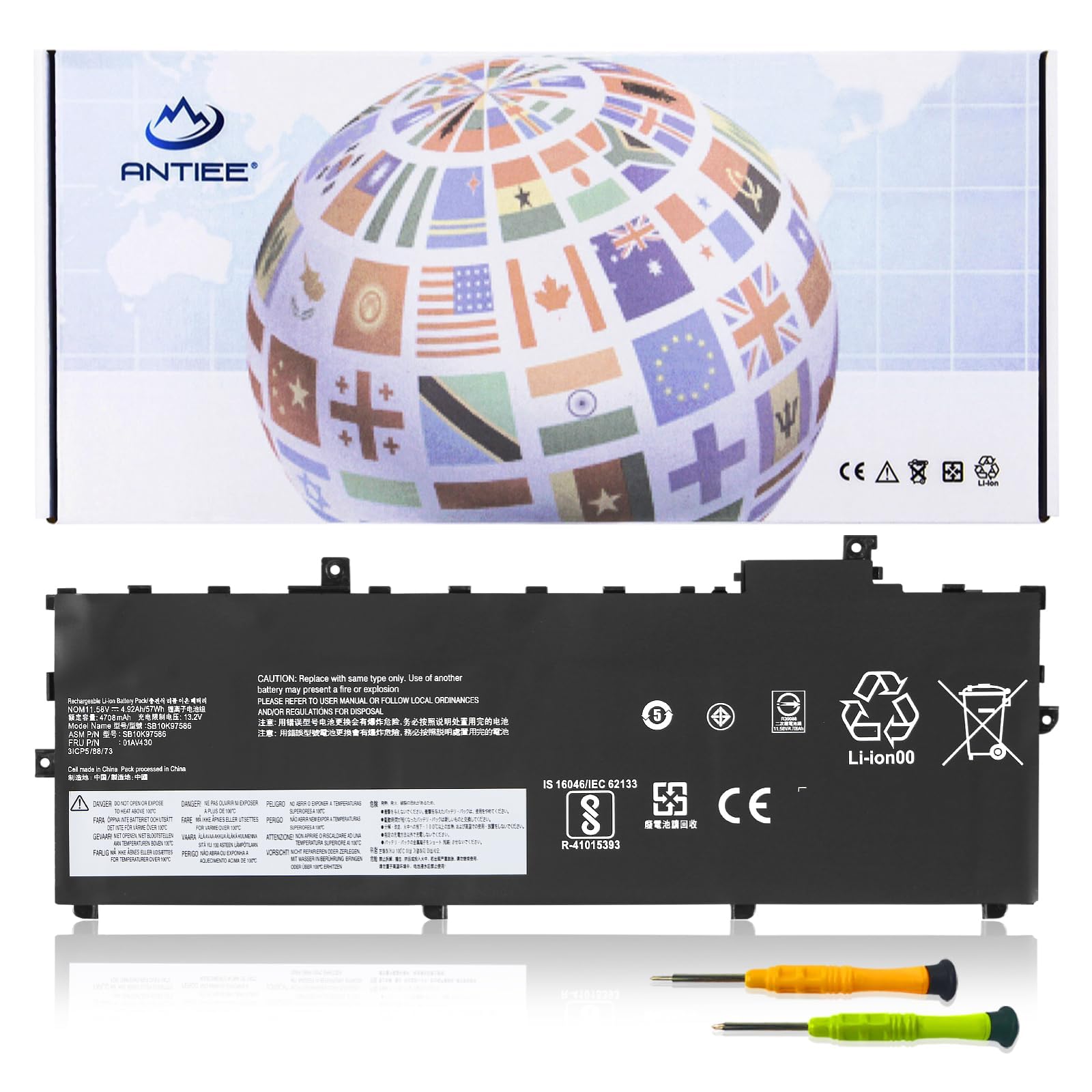 Antiee 01Av430 Sb10K97587 01Av431 Sb10K97588 01Av494 Sb10K97586 01Av429 Sb10K97586 Battery For Lenovo Thinkpad X1 Carbon 5Th Gen