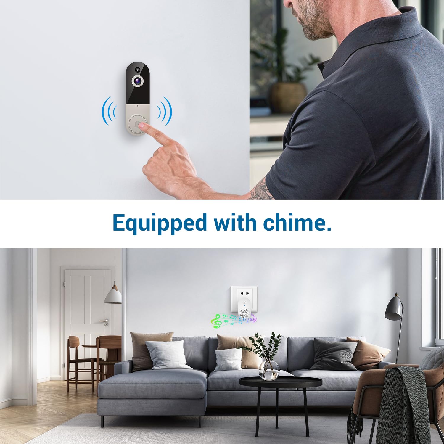 Boldhero 1080P Video Doorbell Camera Wireless Wi Fi Cam With, Ai Motion Detection Two Way Talk, Night Vison, Cloud Storage, 2.4G