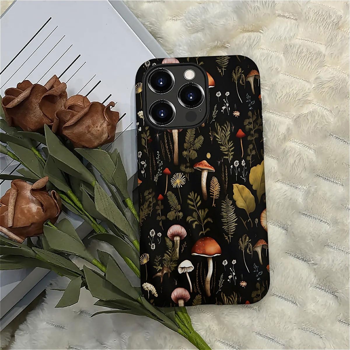 Seized Case Compatible With For Iphone 16 Pro,Vintage Mushroom Snail Daisy Leaf Phone Case For Girl Women Boy Men,Durable Protec