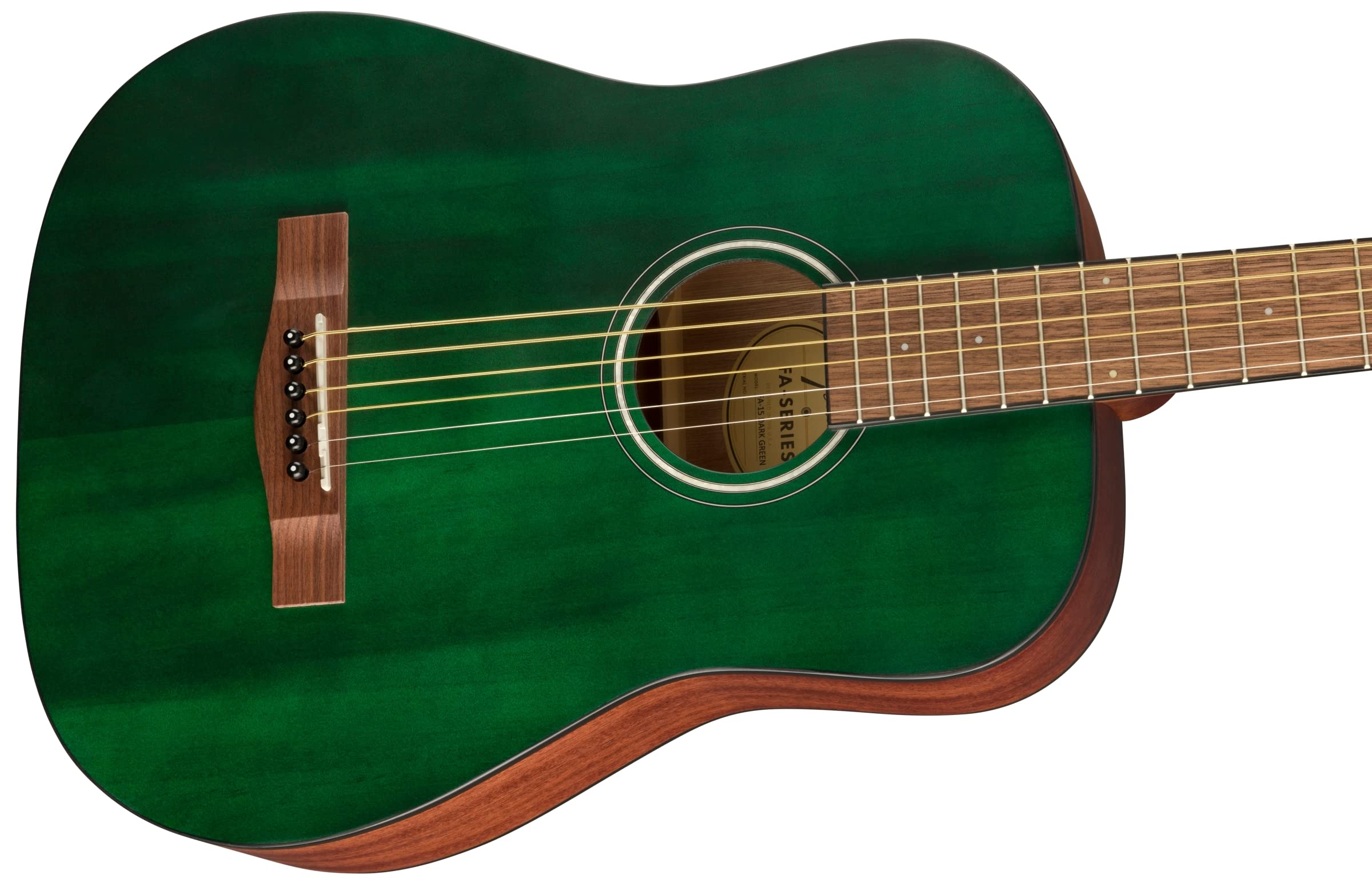 Fender Fa-15 3/4 Scale Steel String Acoustic Guitar, With 2-Year Warranty, Green, With Gig Bag