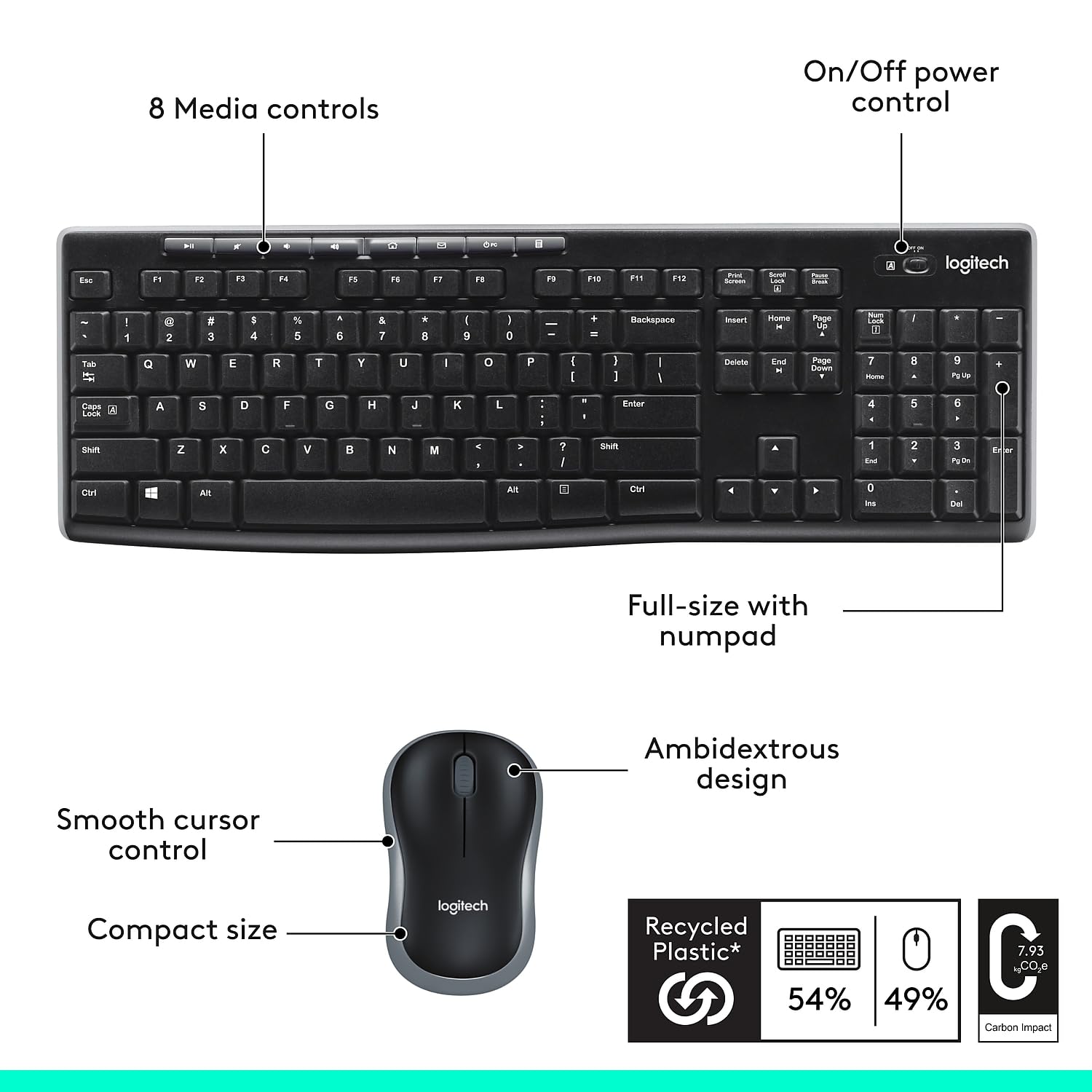Logitech Keyboardmouse 920 004536 Wireless Combo Mk270 24Ghz Black Electronic Consumer Electronics