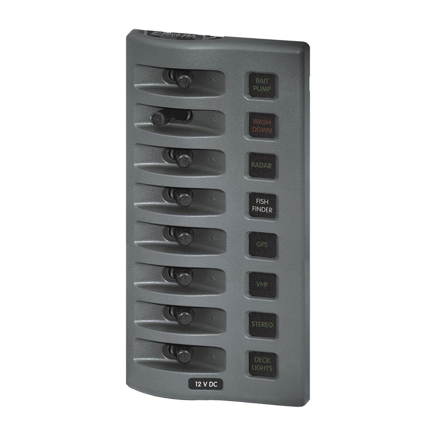 Blue Sea 4308 Weatherdeck Water Resistant Fuse Panel   8 Position   Grey