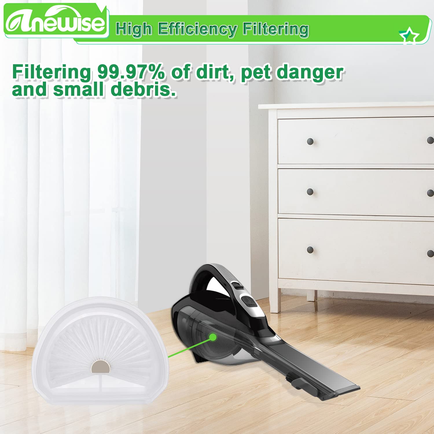 Anewise 4 Pack Vlpf10 Replacement Filters Compatible With Black And Decker Hand Vacuum Hlva320J, Hlva315J62, Hlva325Jp07, Hlva32