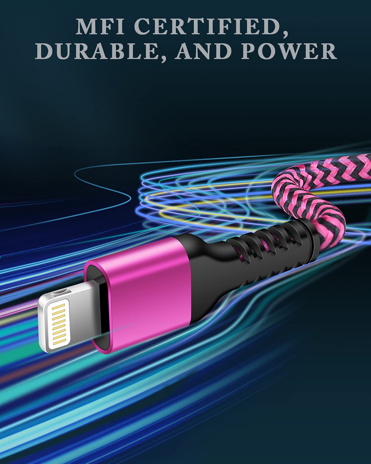 Rapid Charging Iphone Cable, Apple Mfi Certified Extension Charging Usb Wire, Long Braided Data Sync Transfer Power Line For Iph