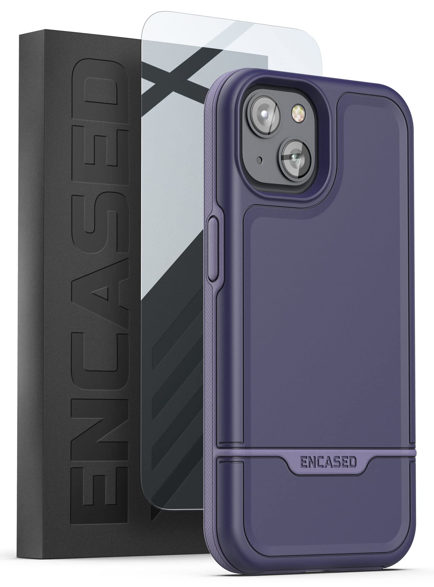 ENCASED Rebel Series Designed for iPhone 14 Plus Case with Screen Protector, Ultra Protective Heavy Duty Phone Case (Retail Pack